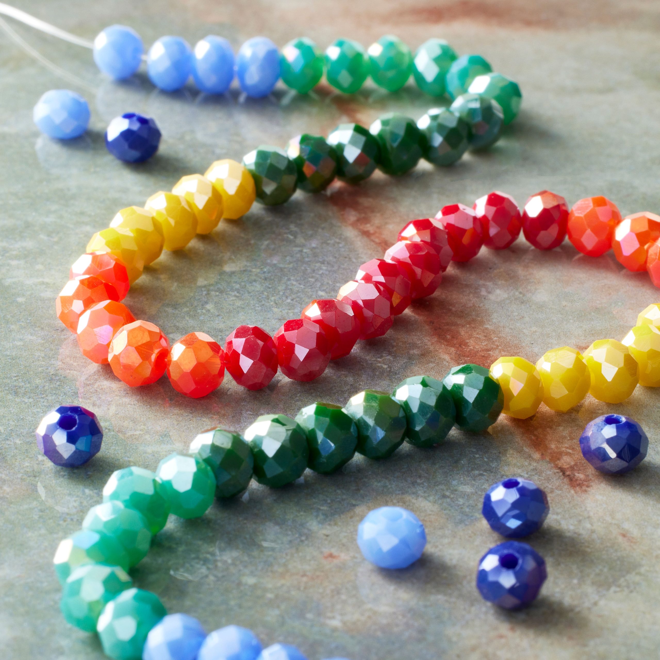 Rainbow AB Faceted Glass Rondelle Beads, 6mm by Bead Landing™ - Image 2