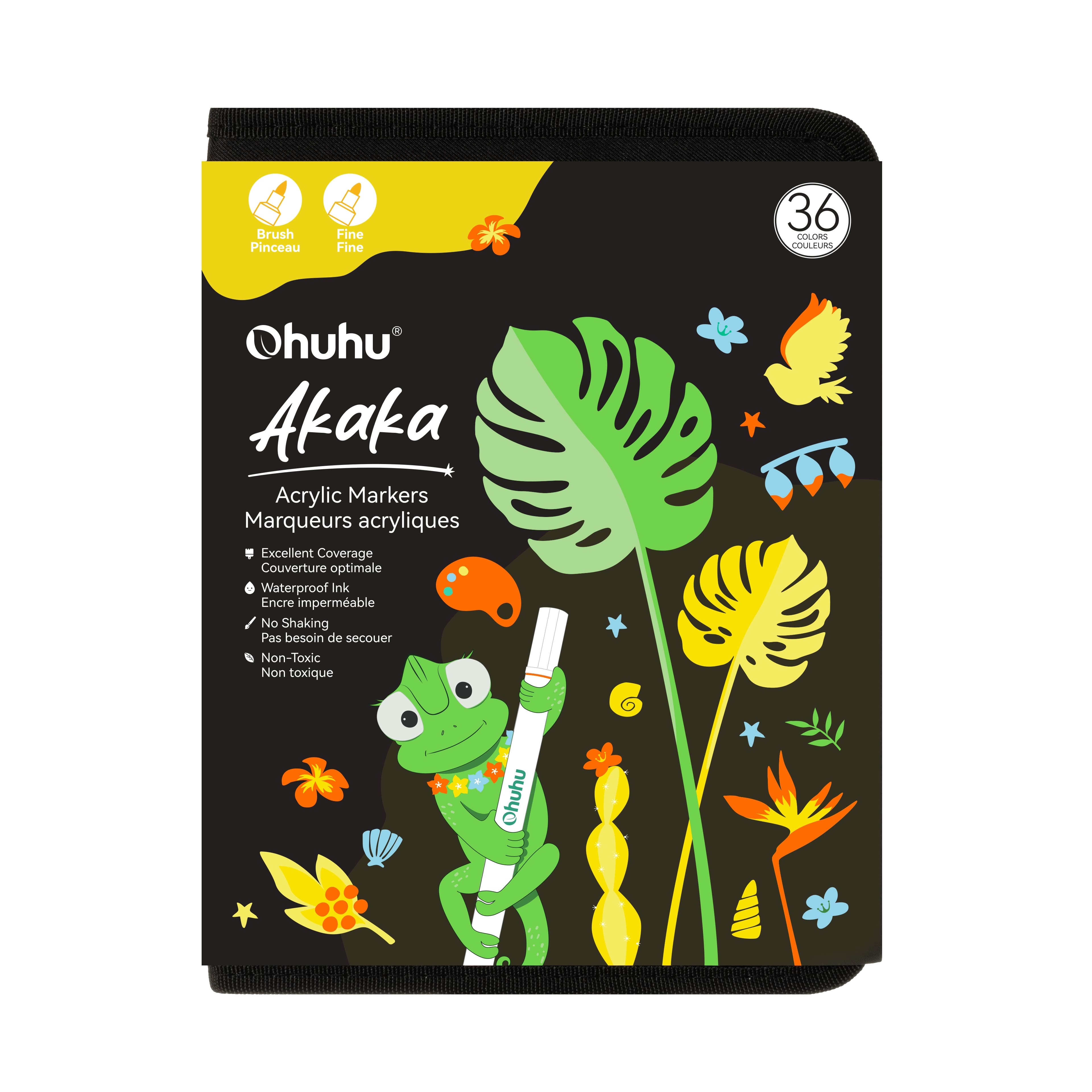 Ohuhu® Akaka 36 Color Brush & Fine Dual Tip Acrylic Paint Markers