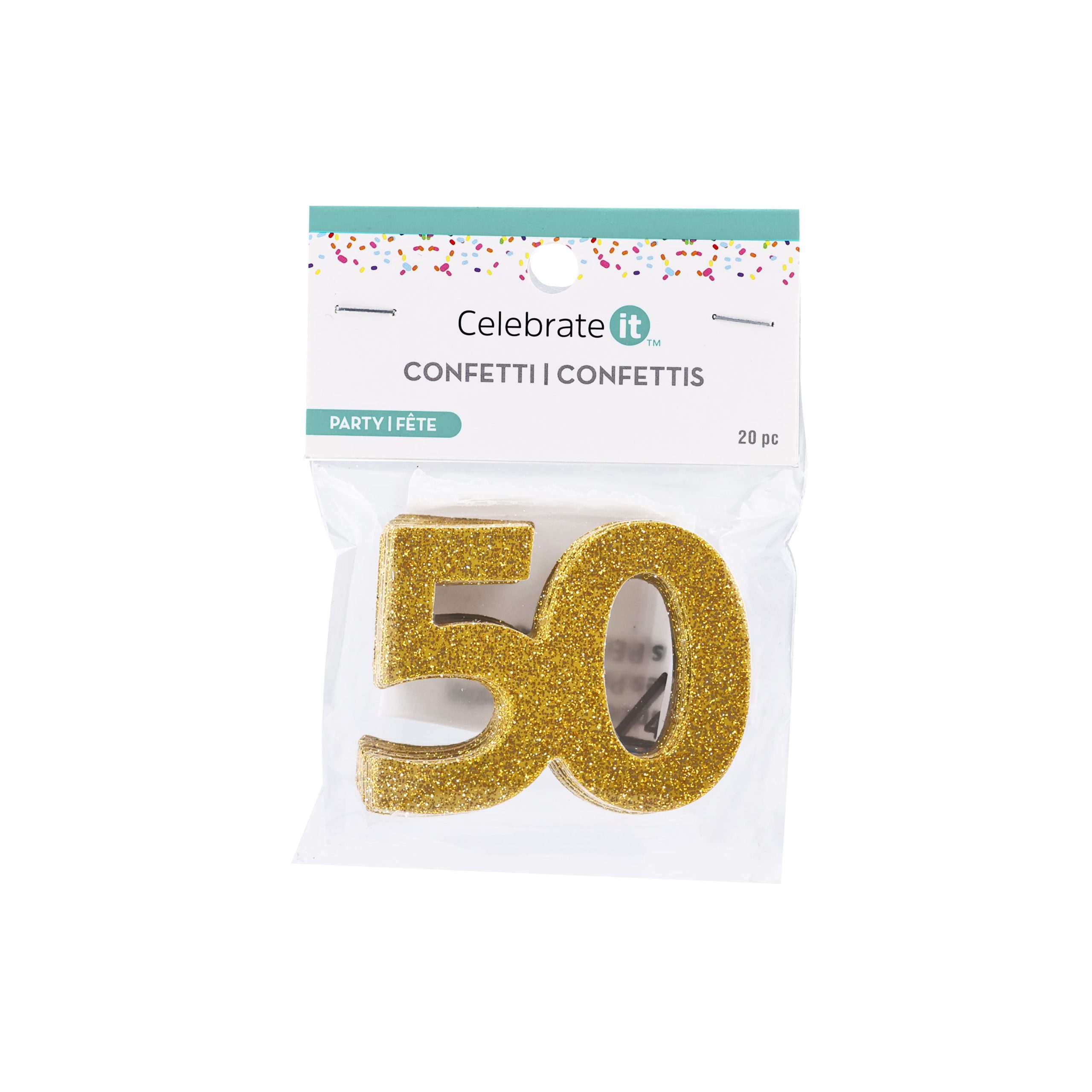 2" Gold 50 Glitter Confetti, 20ct. by Celebrate It™ - Image 3