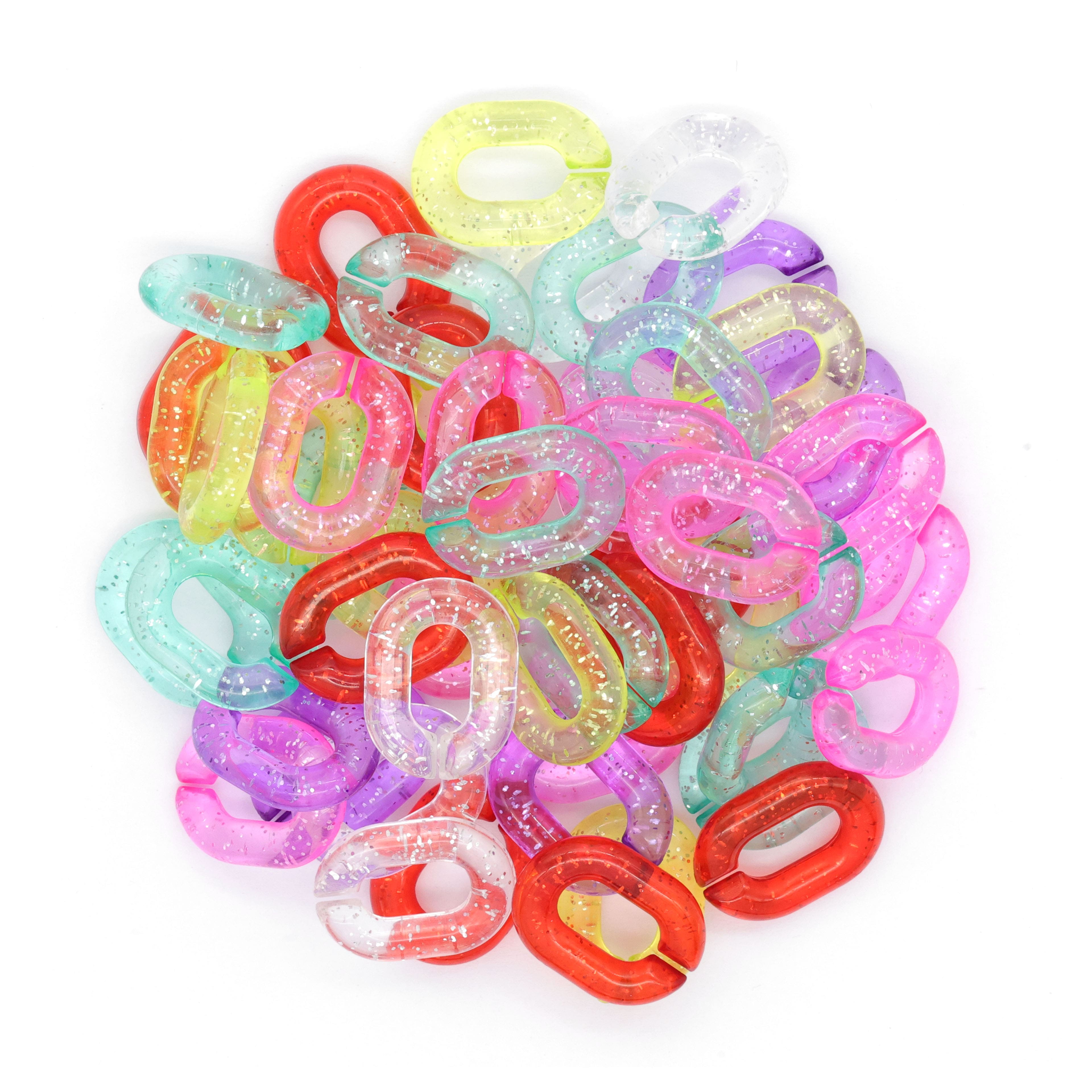Transparent Glitter Plastic Chain Links by Creatology™