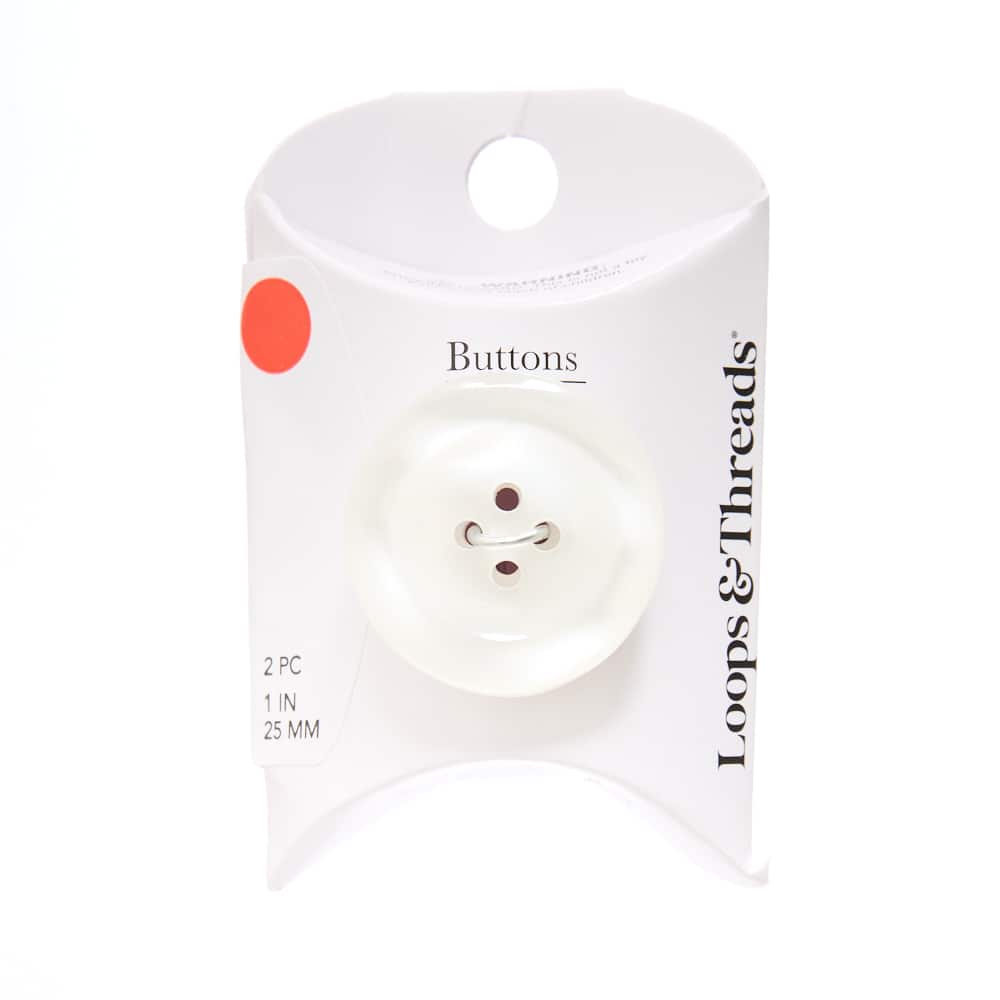 25mm Shiny White Round Shirt Buttons, 2ct. by Loops & Threads®