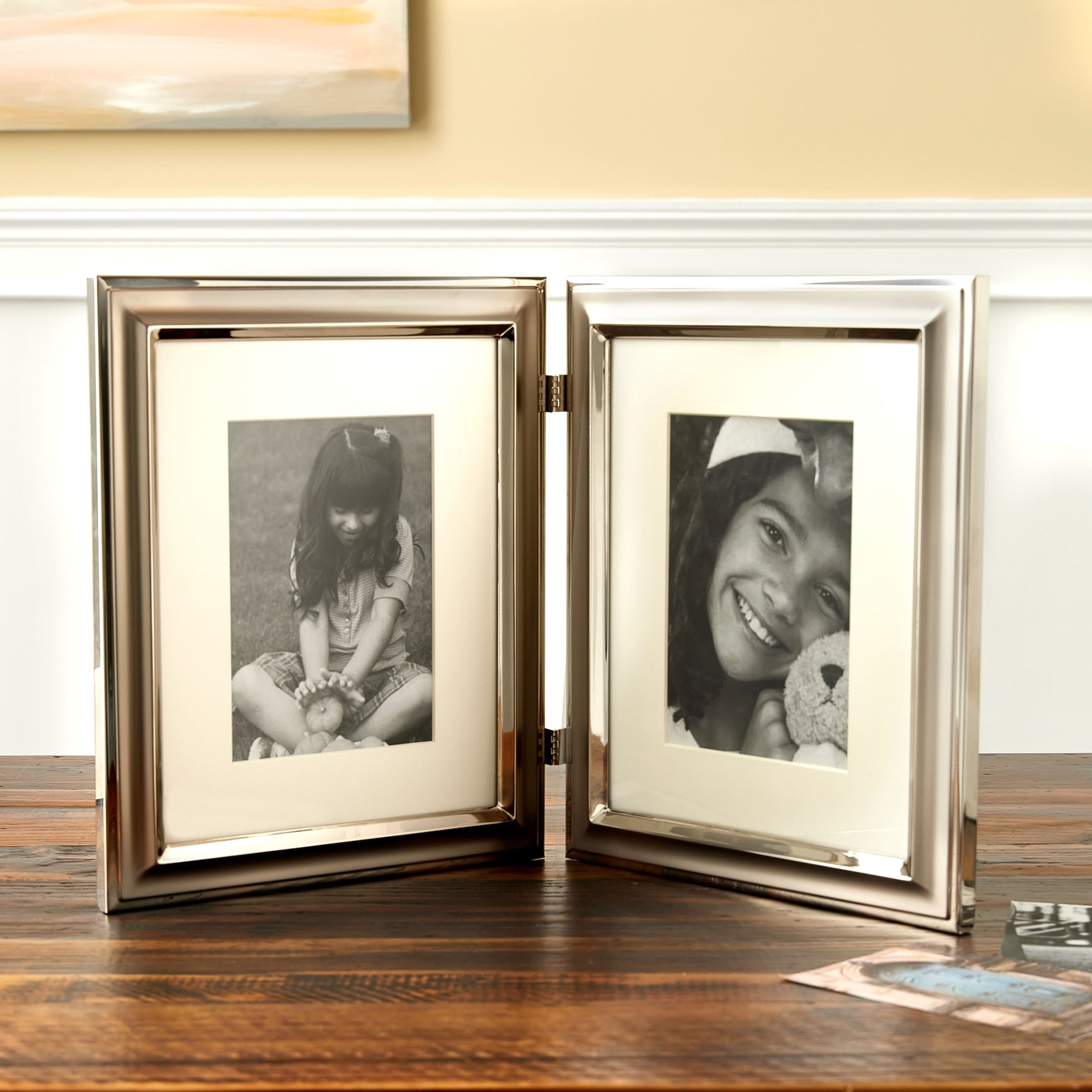Expressions™ 2 Opening 5" x 7" Silver Hinged Frame with Mat by Studio Décor® - Image 2