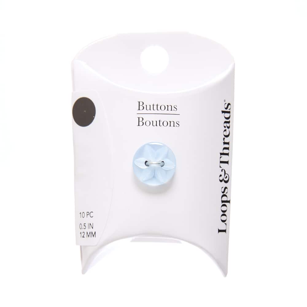 12mm Baby Blue Etched Star Round Buttons, 10ct. by Loops & Threads®