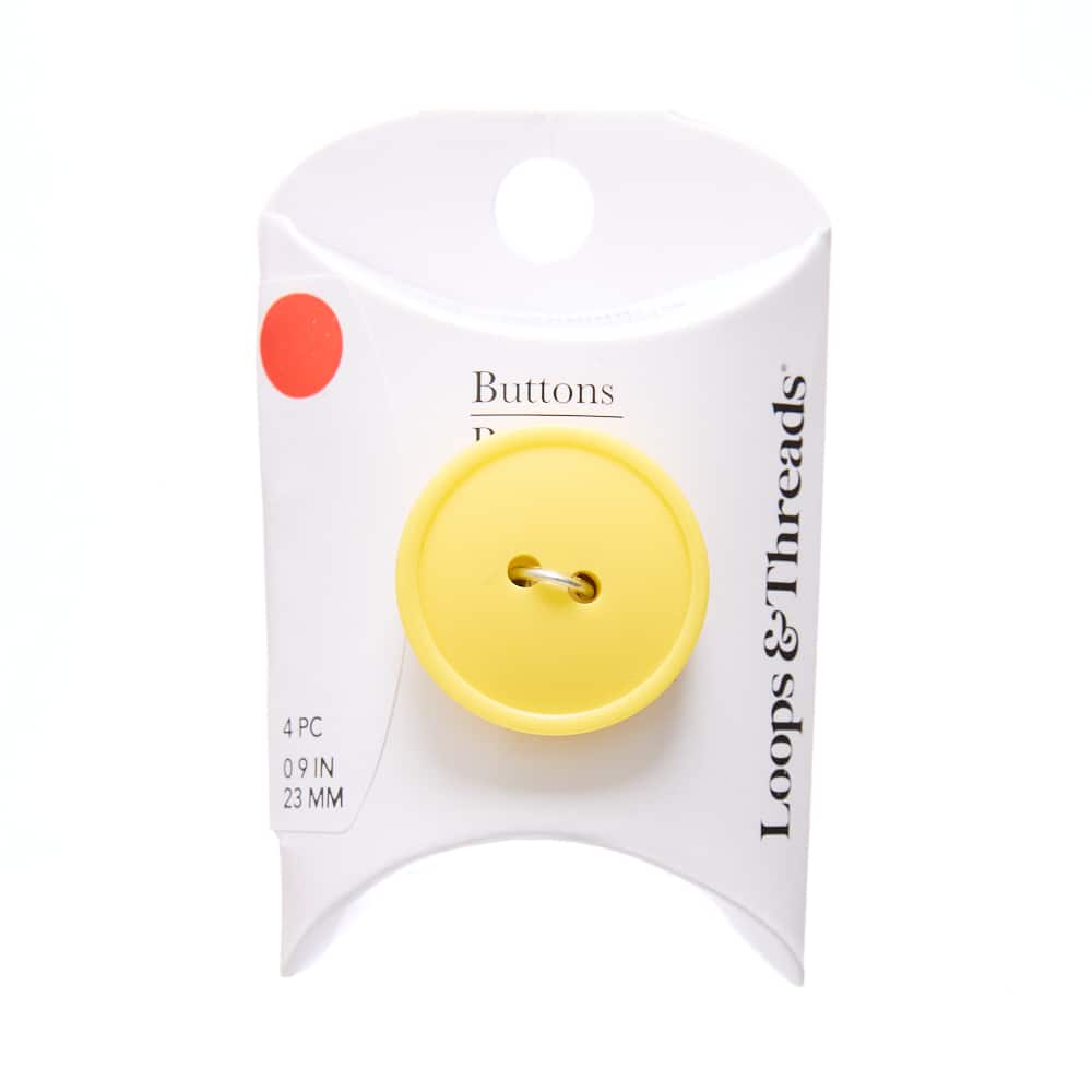 23mm Yellow Round Rimmed Buttons, 4ct. by Loops & Threads®