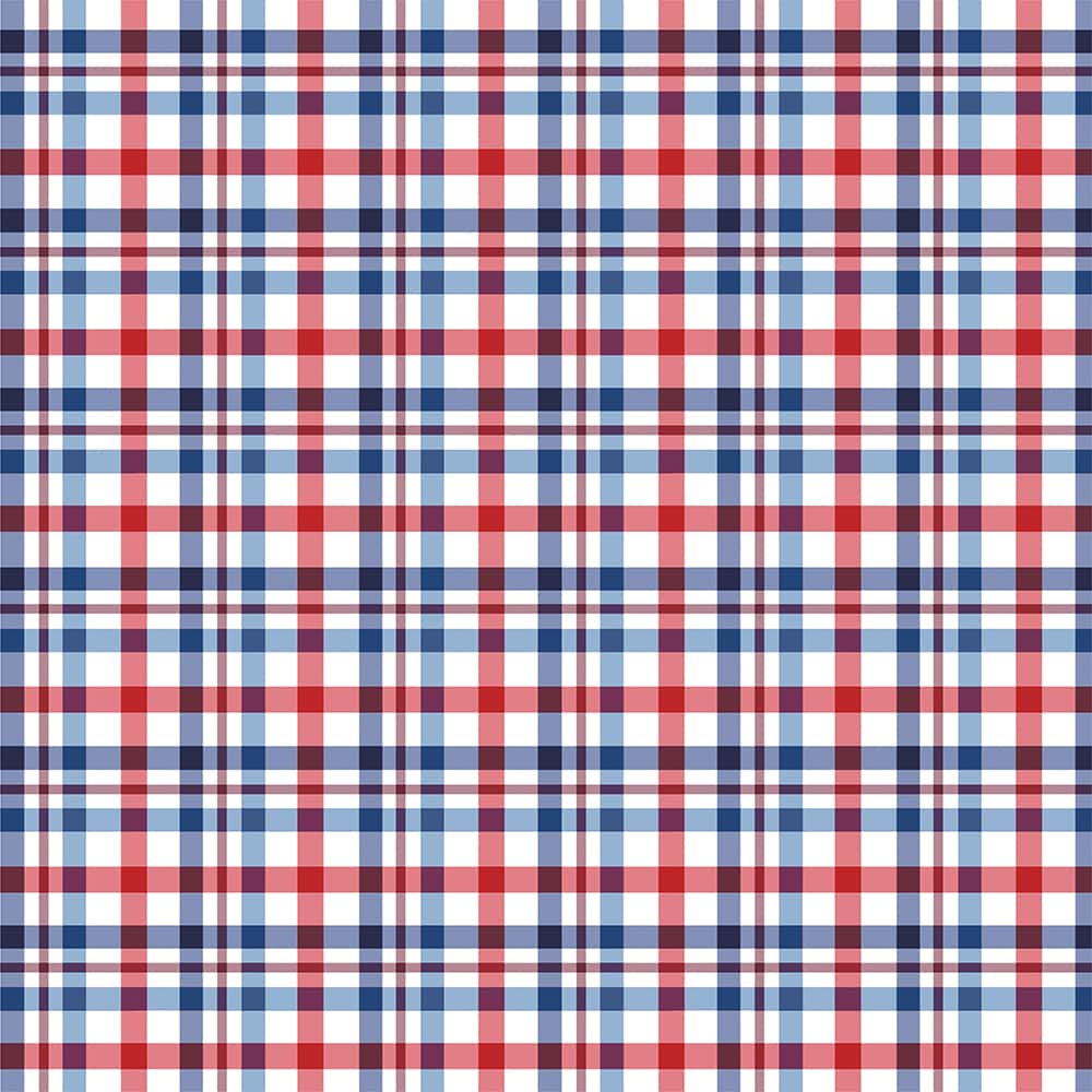Eugene Textiles Red, White & Blue Tartan Cotton Quilting Fabric