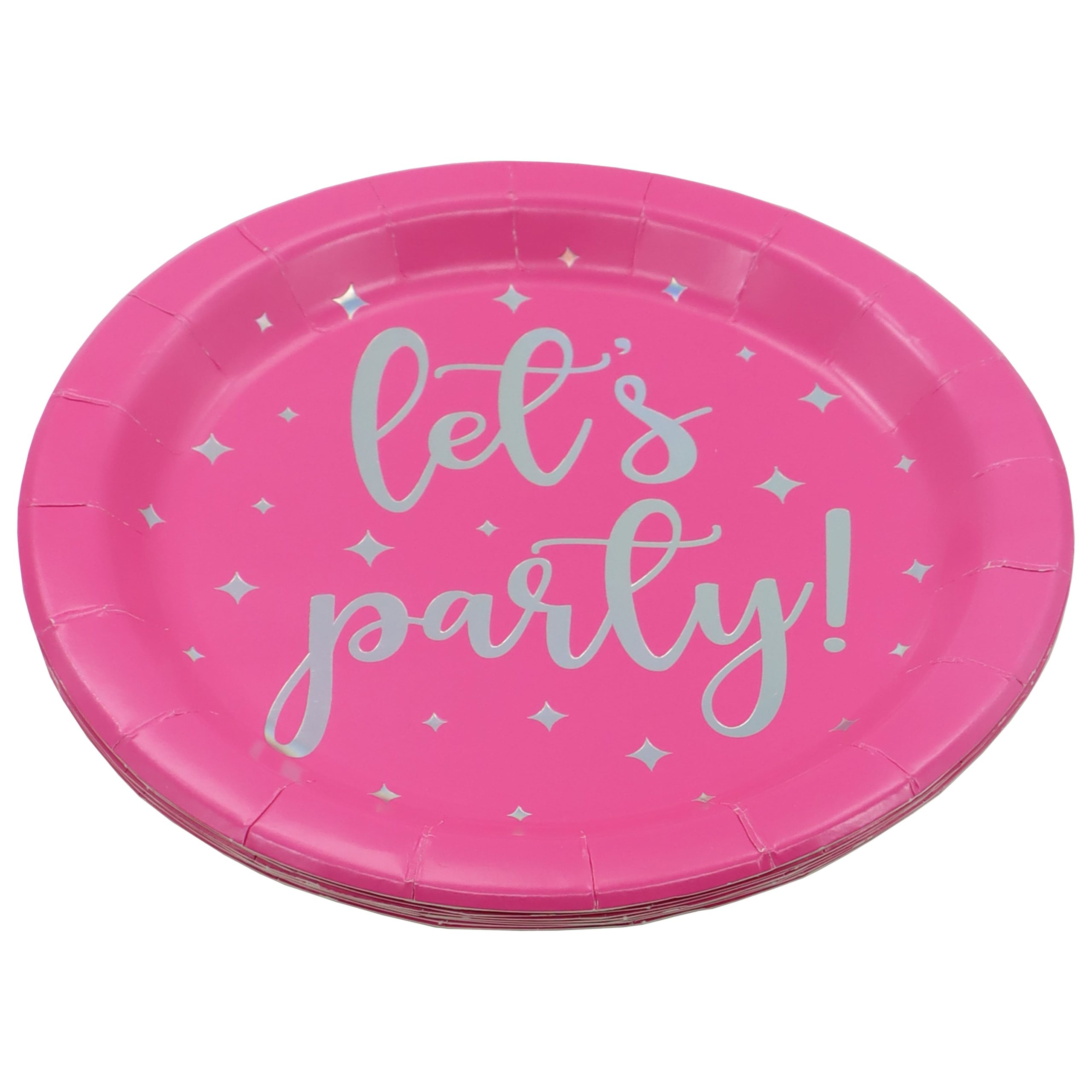 7" Hot Pink Let's Party Snack Plates, 8ct. by Celebrate It™ - Image 2