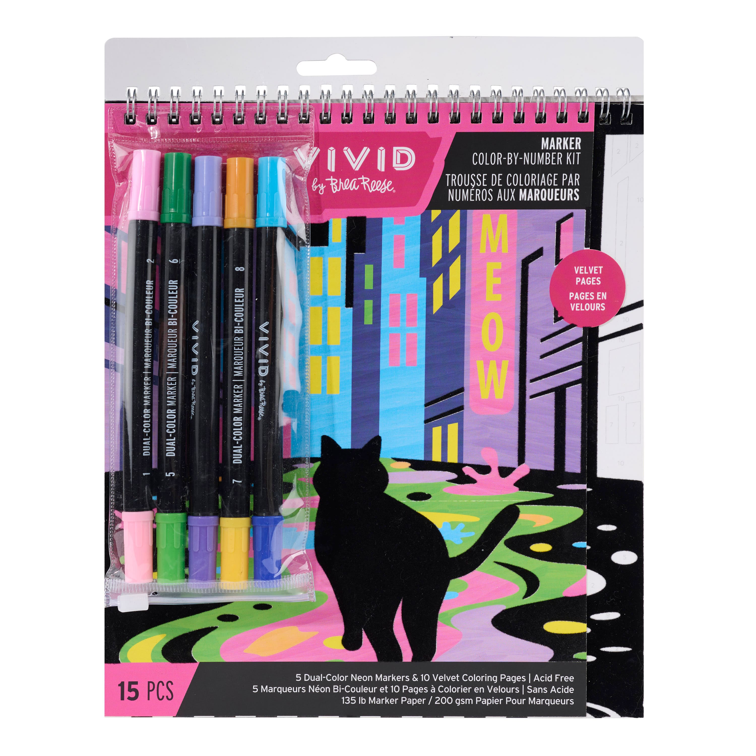 Vivid by Brea Reese® Velvet Color-by-Number Marker Kit