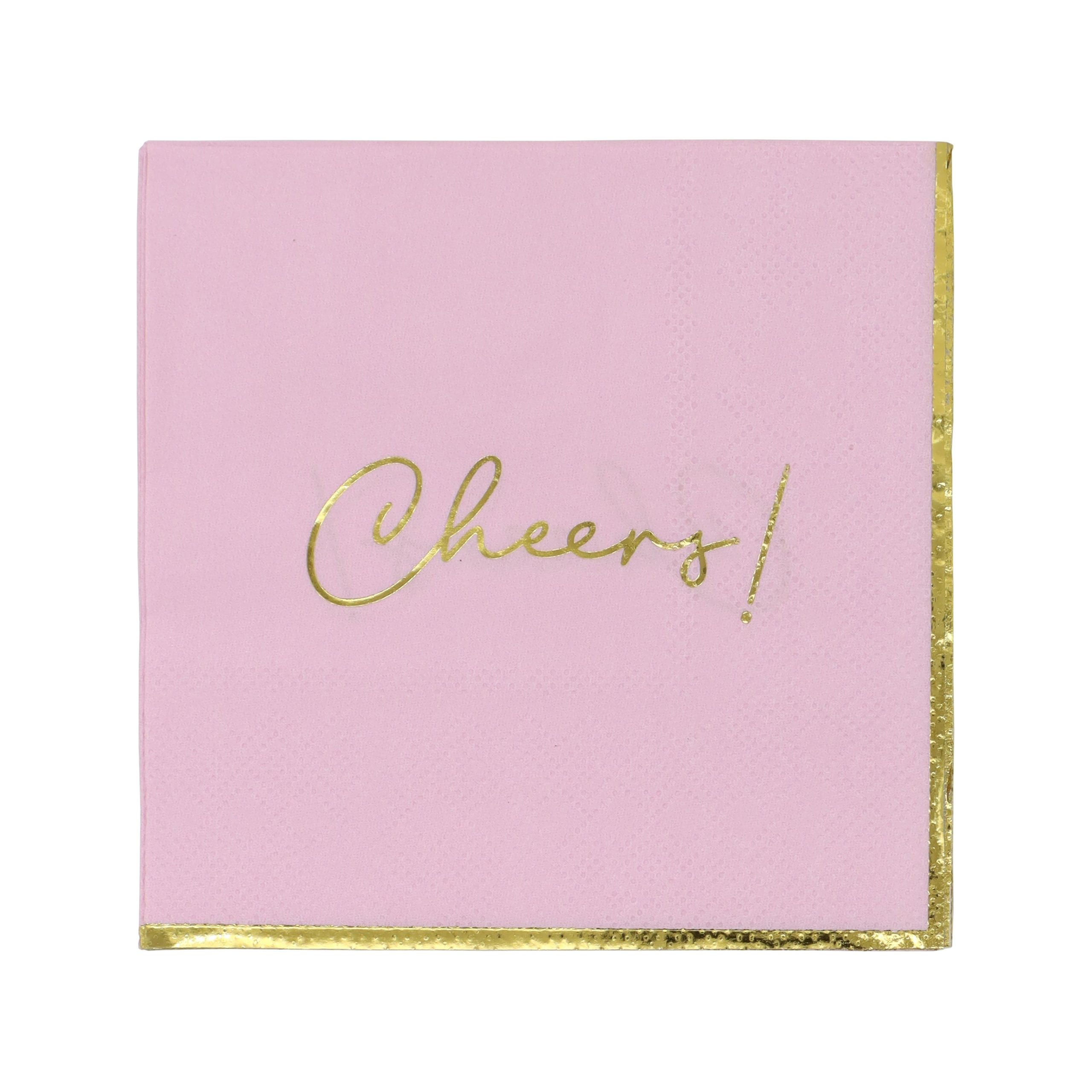 Pink & Gold Cheers! Beverage Napkins, 20ct. by Celebrate It™