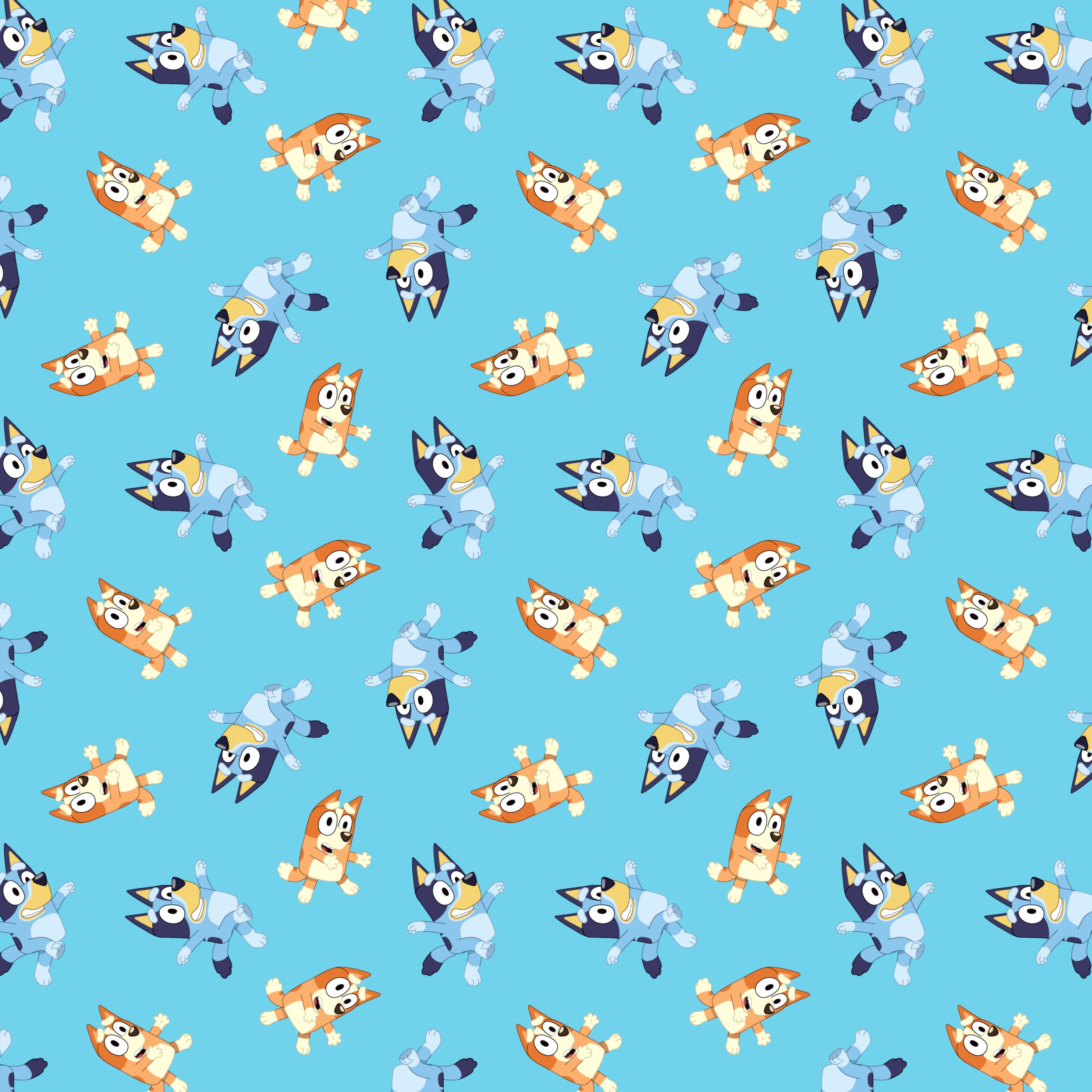 Bluey on Blue Background Cotton Fabric