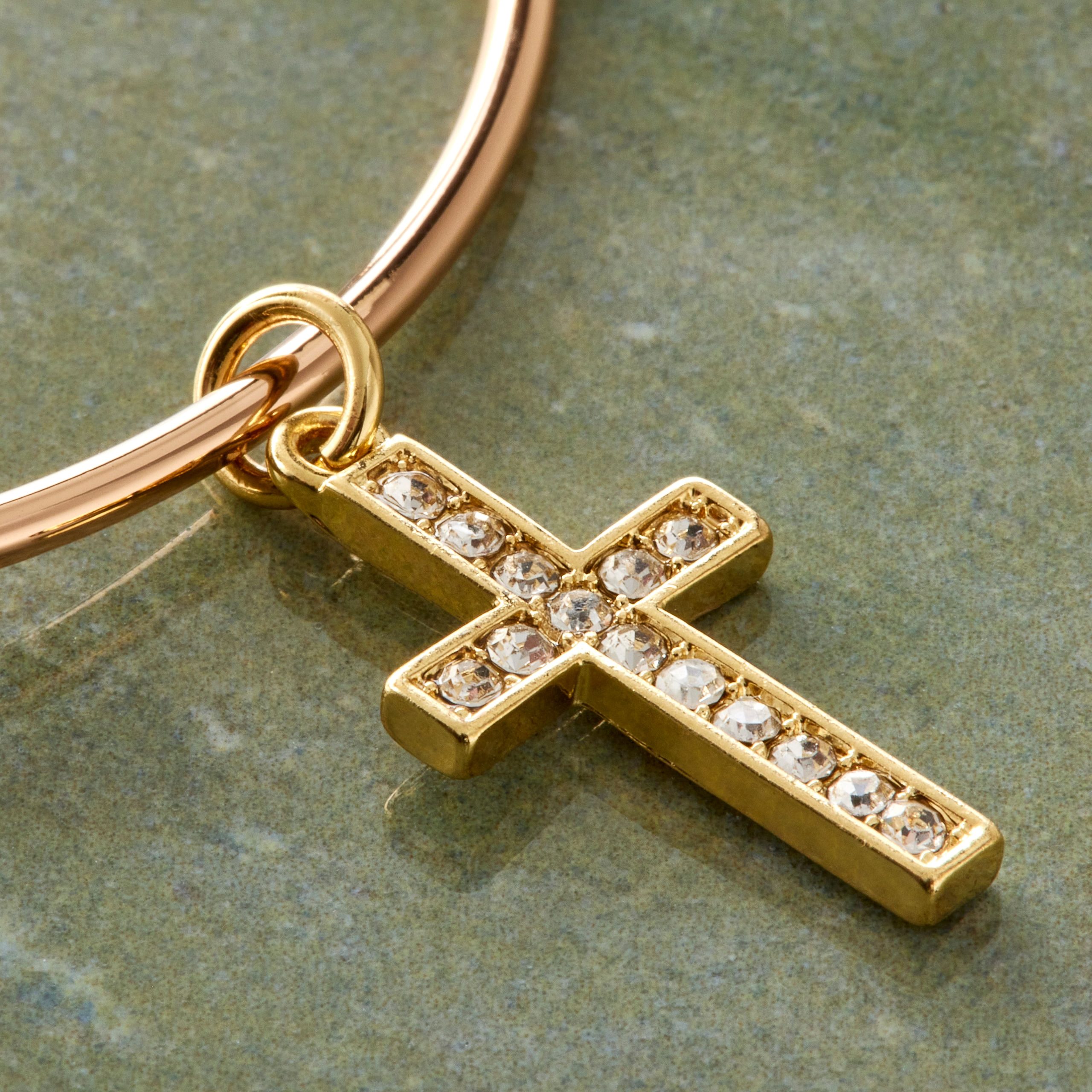 Charmalong™ 14K Gold Plated Pavé Cross Charm by Bead Landing™ - Image 2