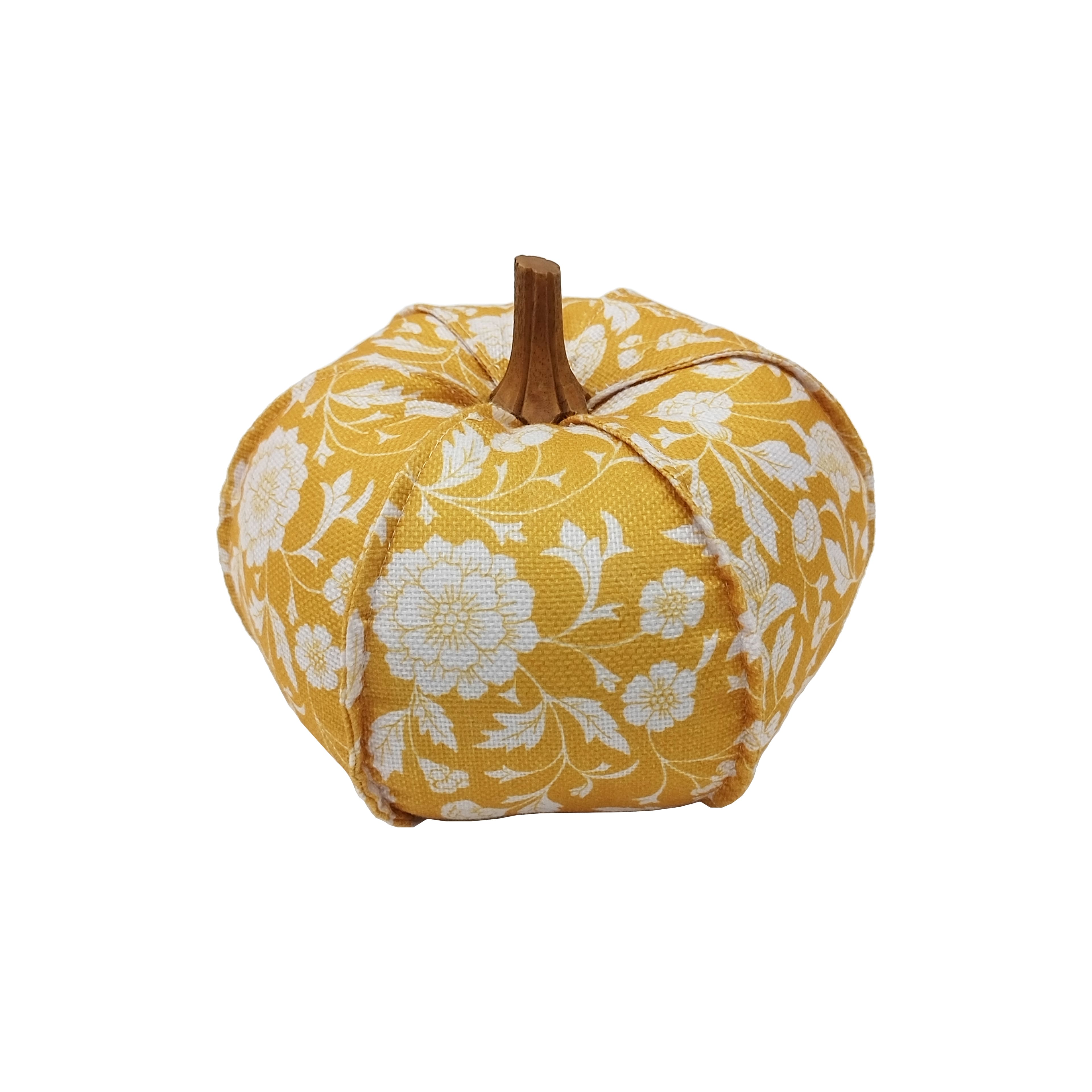 8" Yellow Floral Fabric Pumpkin Tabletop Décor by Ashland®