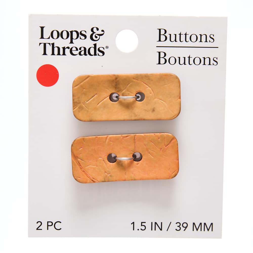 39mm Light Brown Rectangle Coconut Buttons, 2ct. by Loops & Threads®
