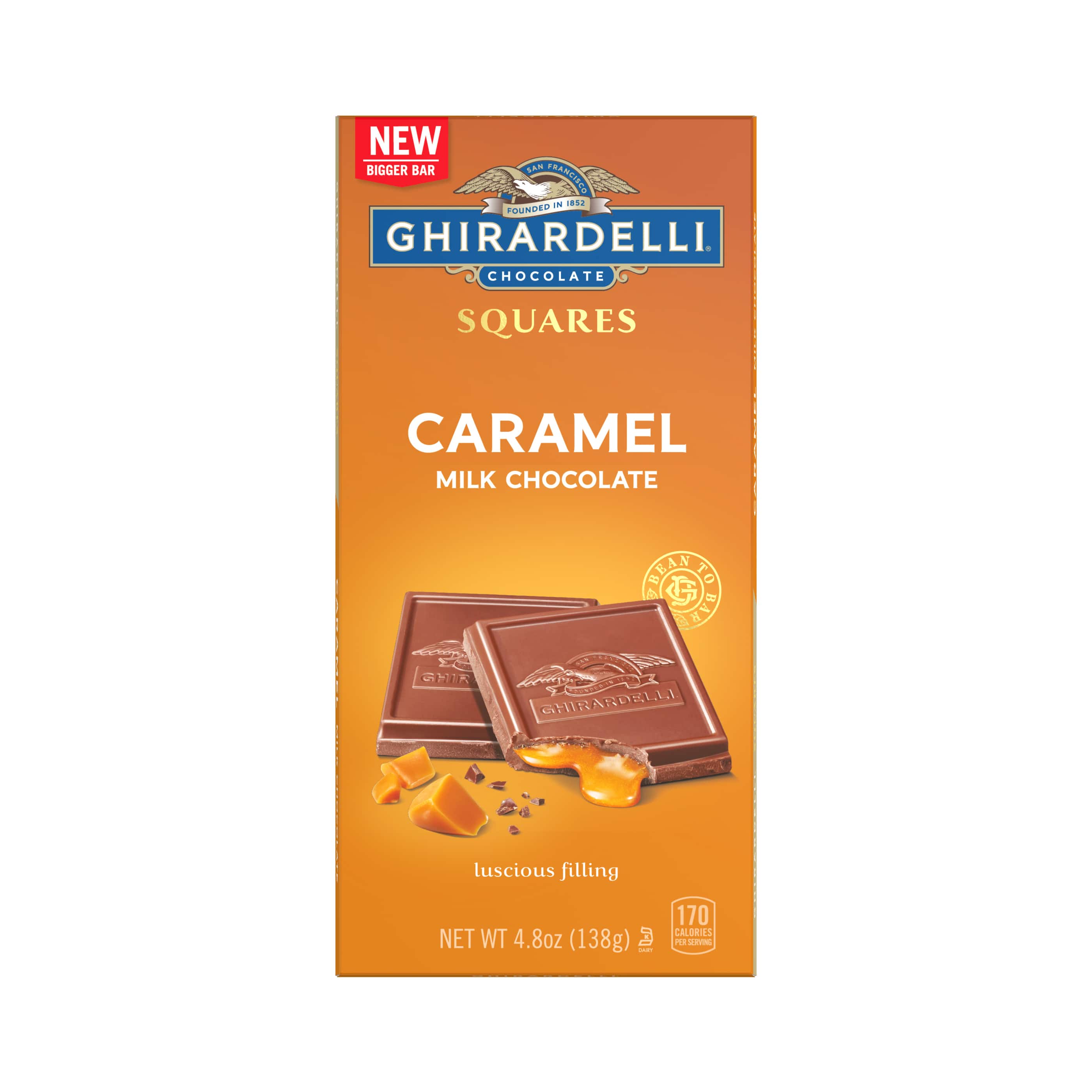 Ghirardelli® Caramel Filled Milk Chocolate Squares Bar, 4.8oz.
