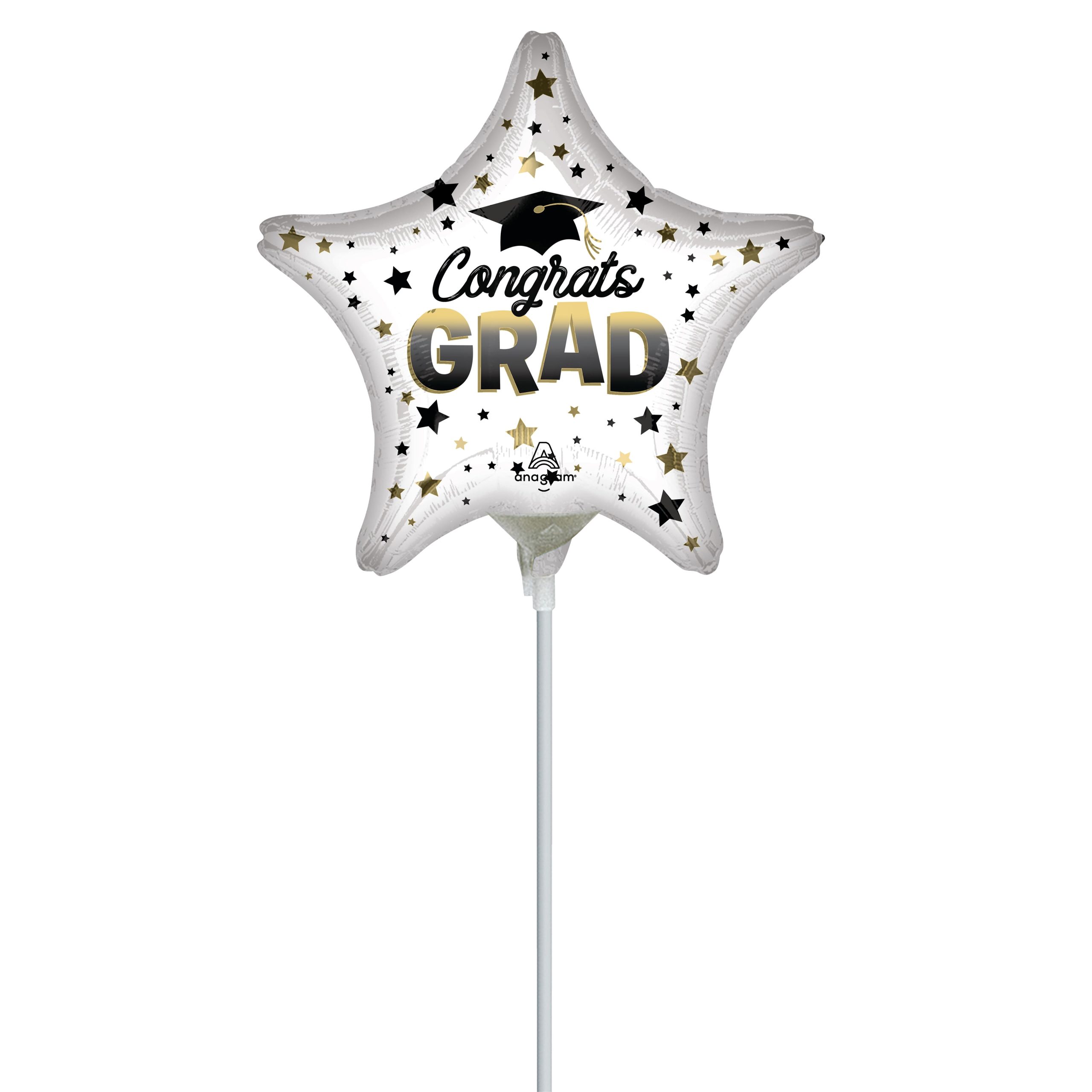 9" Ombre Congrats Grad Star Foil Stick Balloon