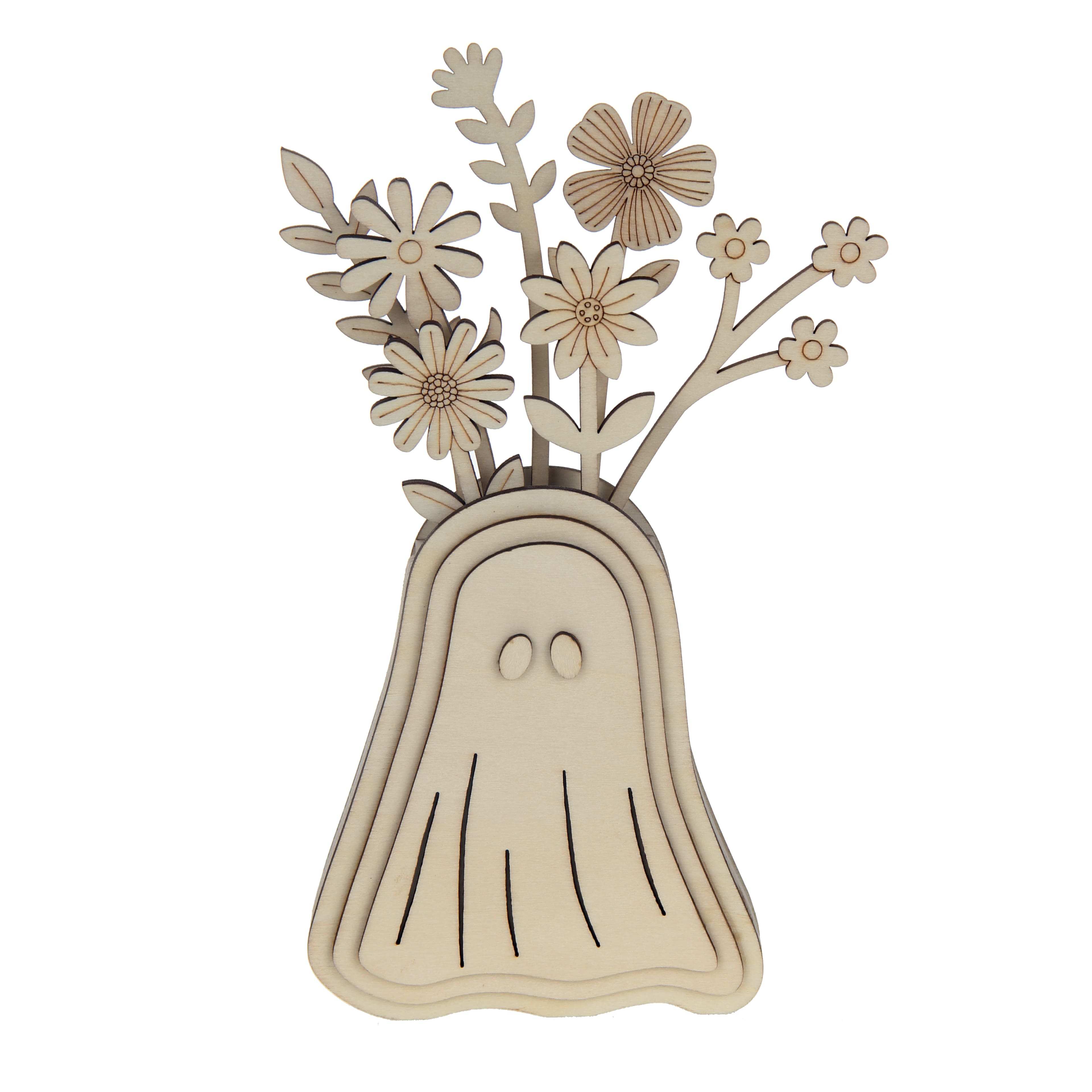 8.75" Ghost Vase with Flowers Layered DIY Wood Décor by Make Market®