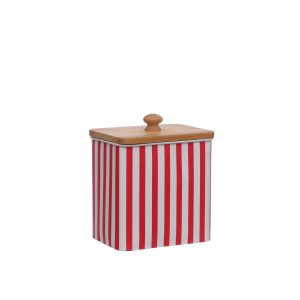 Red & White Striped Metal Container with Lid by Celebrate It™