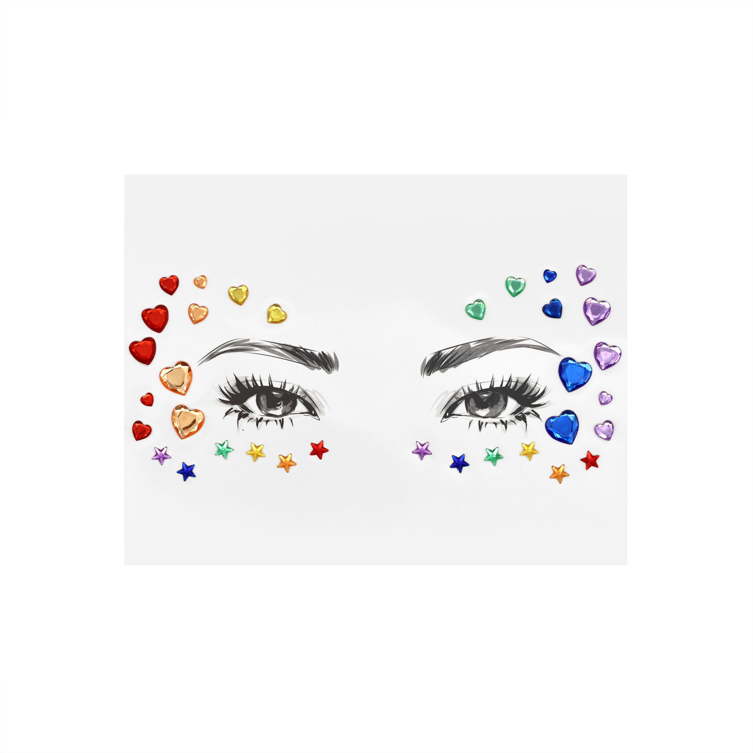 Pride Rainbow Heart & Star Gem Face Decals by Celebrate It™