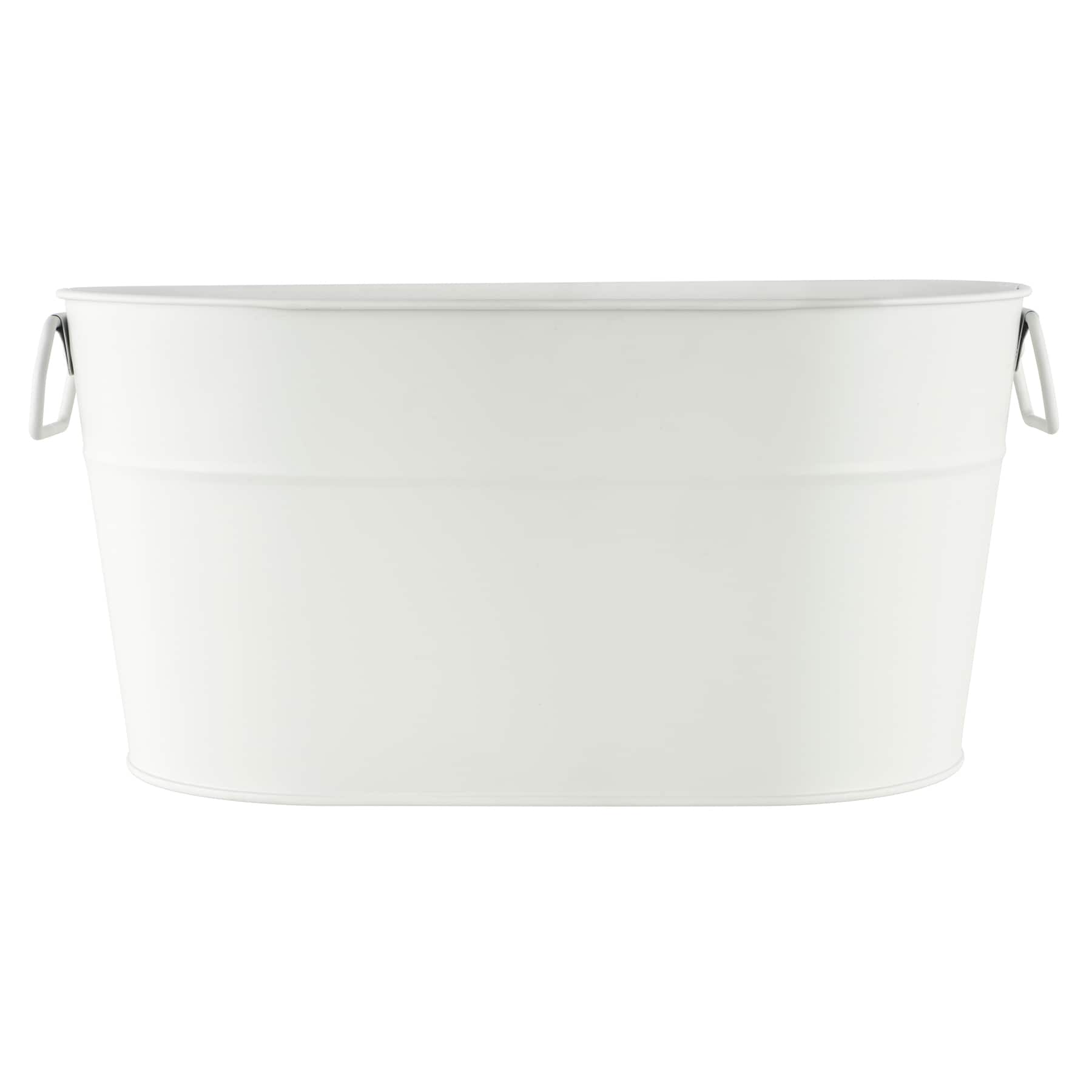 12" White Oval Metal Bucket by Celebrate It™