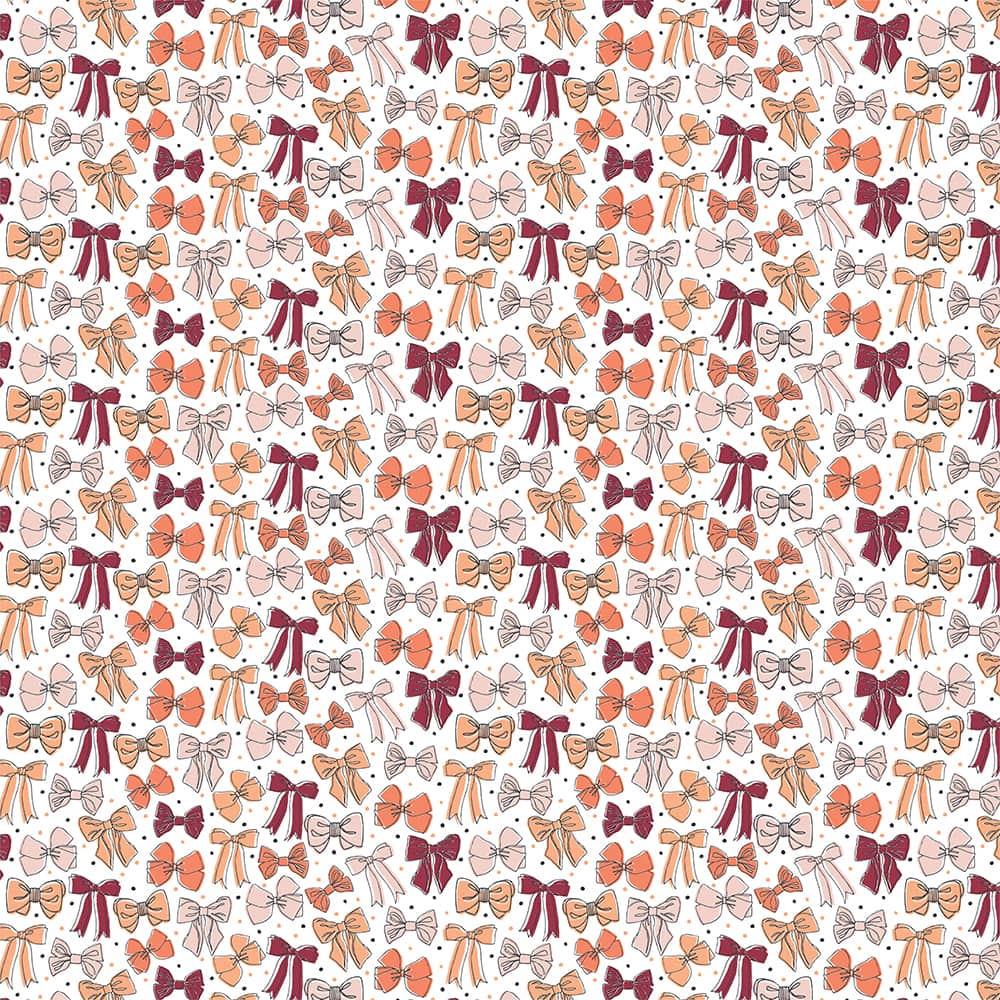 Eugene Textiles Pink Bows on White Cotton Quilting Fabric