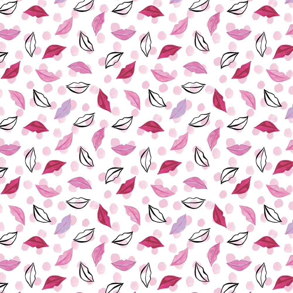 Eugene Textiles Pink Lips Toss Cotton Quilting Fabric