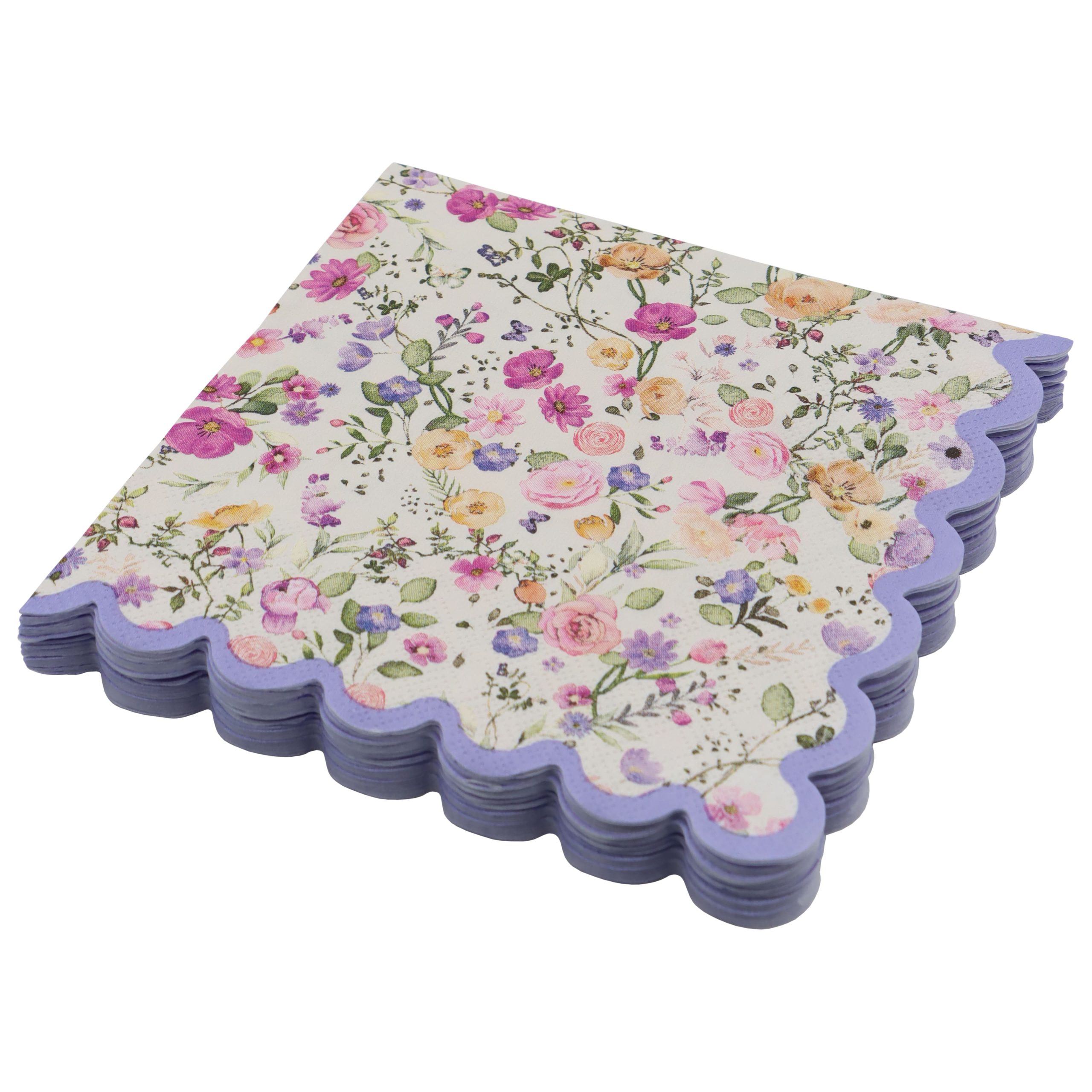 Purple Flowers Lunch Napkins with Scalloped Edges, 20ct. by Celebrate It™ - Image 2