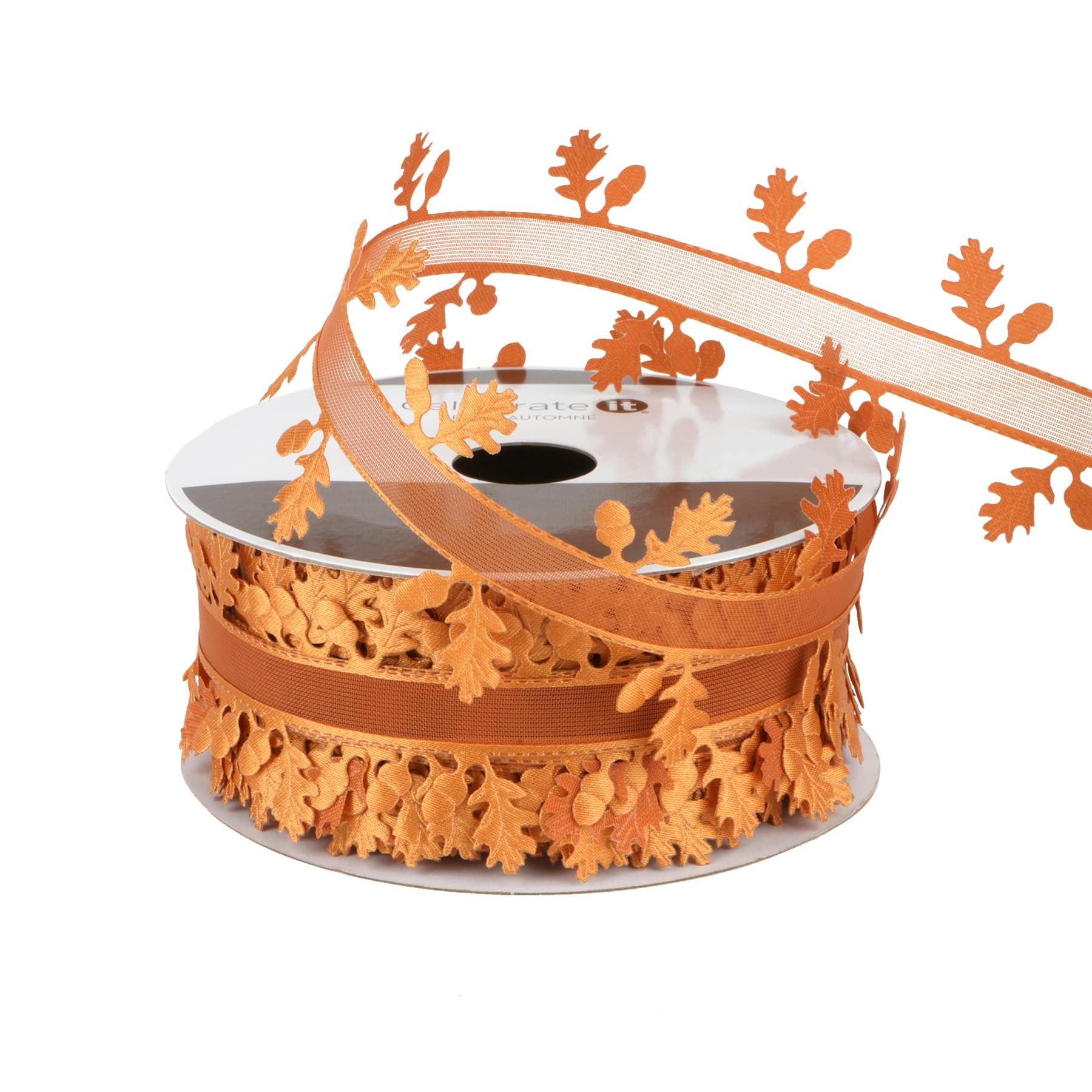 1.5" x 10yd. Burnt Orange Leaf Cutout Ribbon by Celebrate It®