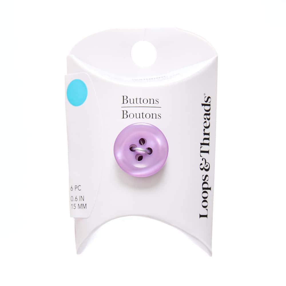 15mm Shiny Lilac Round Shirt Buttons, 6ct. by Loops & Threads®