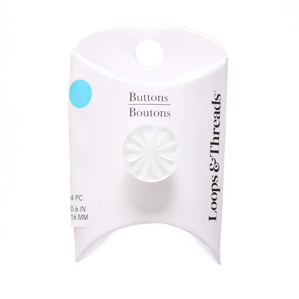 15mm White Radial Flower Round Shank Buttons, 4ct. by Loops & Threads®