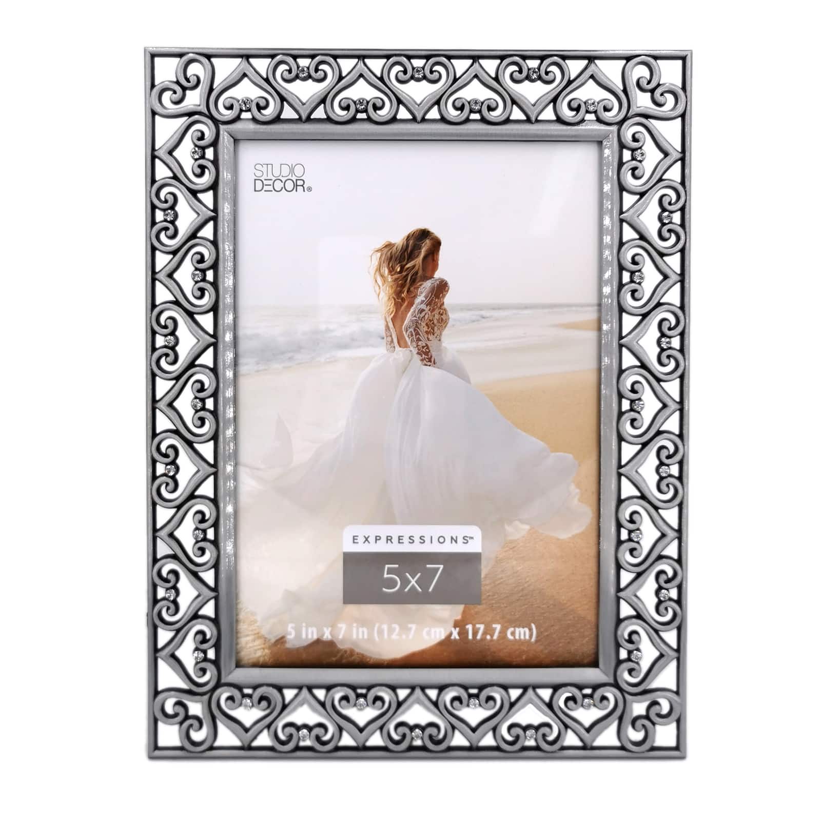 Expressions™ Pewter Hearts Jeweled Frame by Studio Décor®
