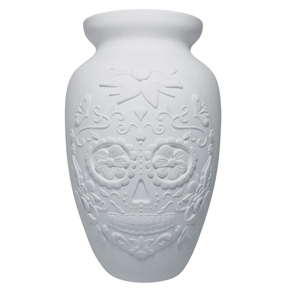 7" DIY Skull & Flower Plaster Vase by Ashland®