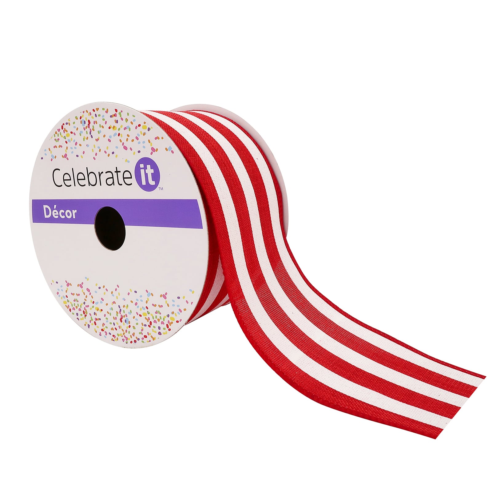 2.5" x 25ft. Stripe Faux Linen Wired Ribbon by Celebrate It™ Décor