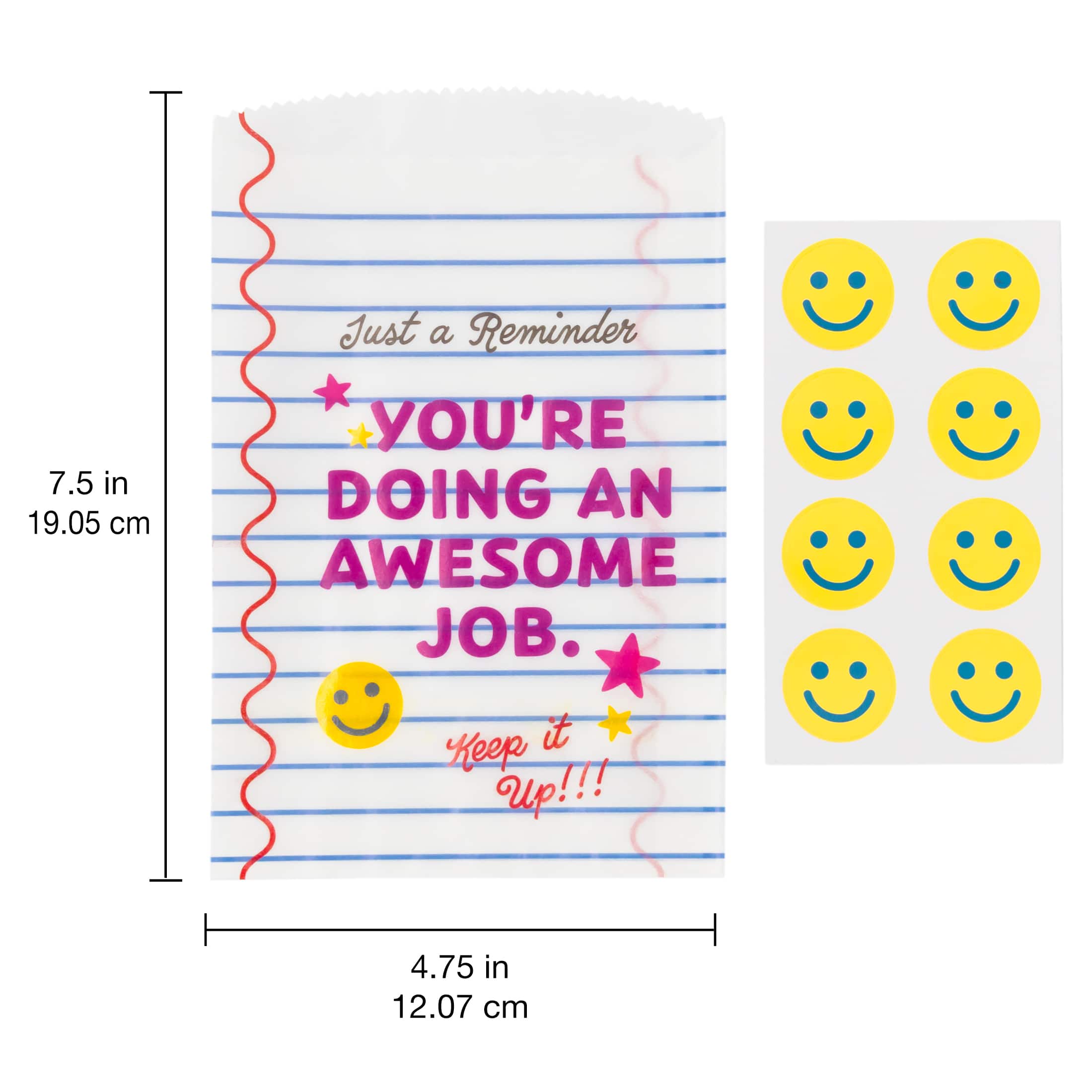 7.5" x 4.75" Awesome Job Paper Treat Bags, 8ct. by B2C™ - Image 3
