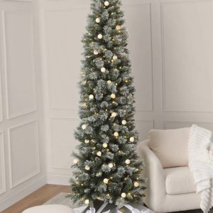 7.5ft. Pre-Lit Flocked Glacier Fir Artificial Christmas Tree, Dual Color LED Lights with G40 Bulbs by Ashland®