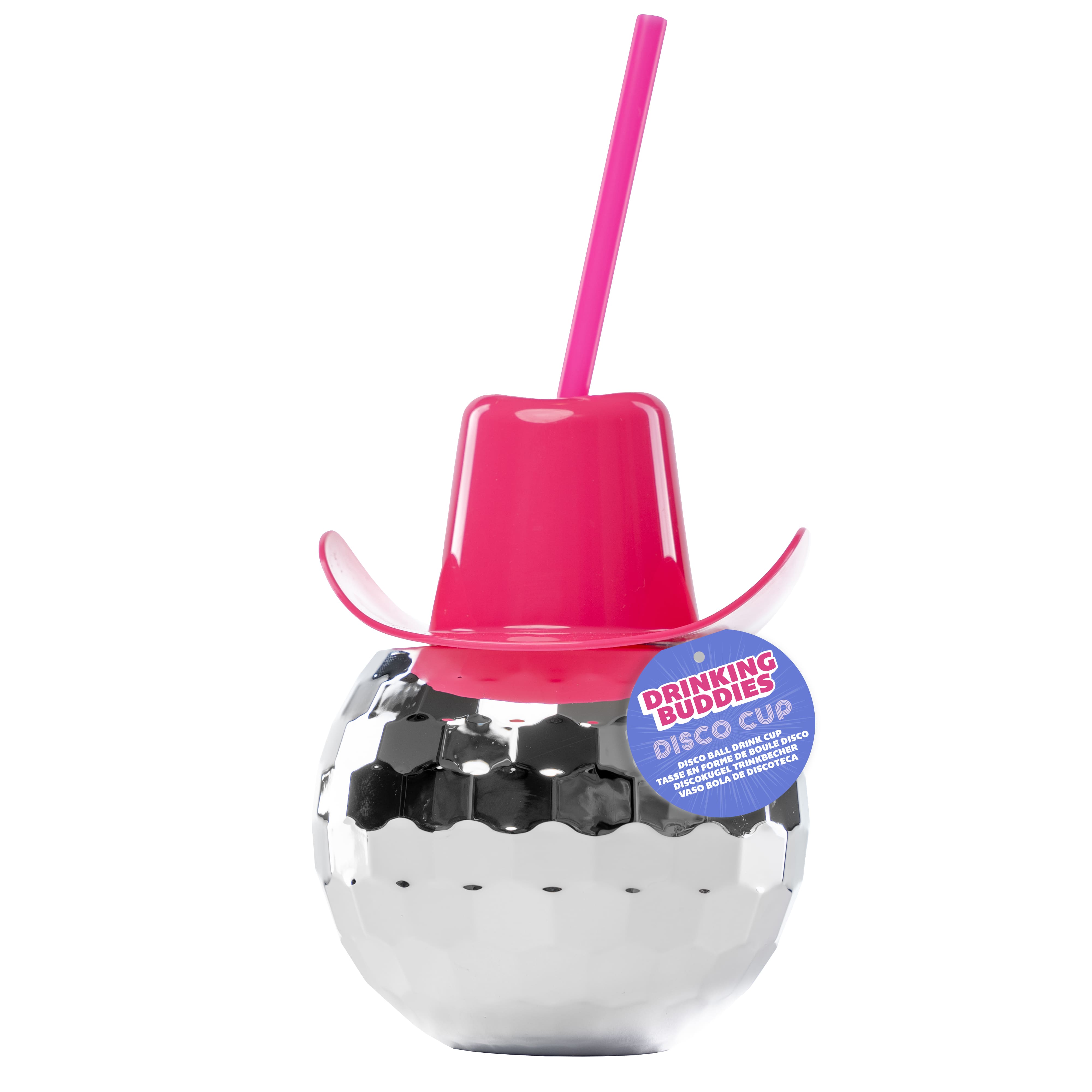 Pink Disco Cowboy Hat Cup with Straw