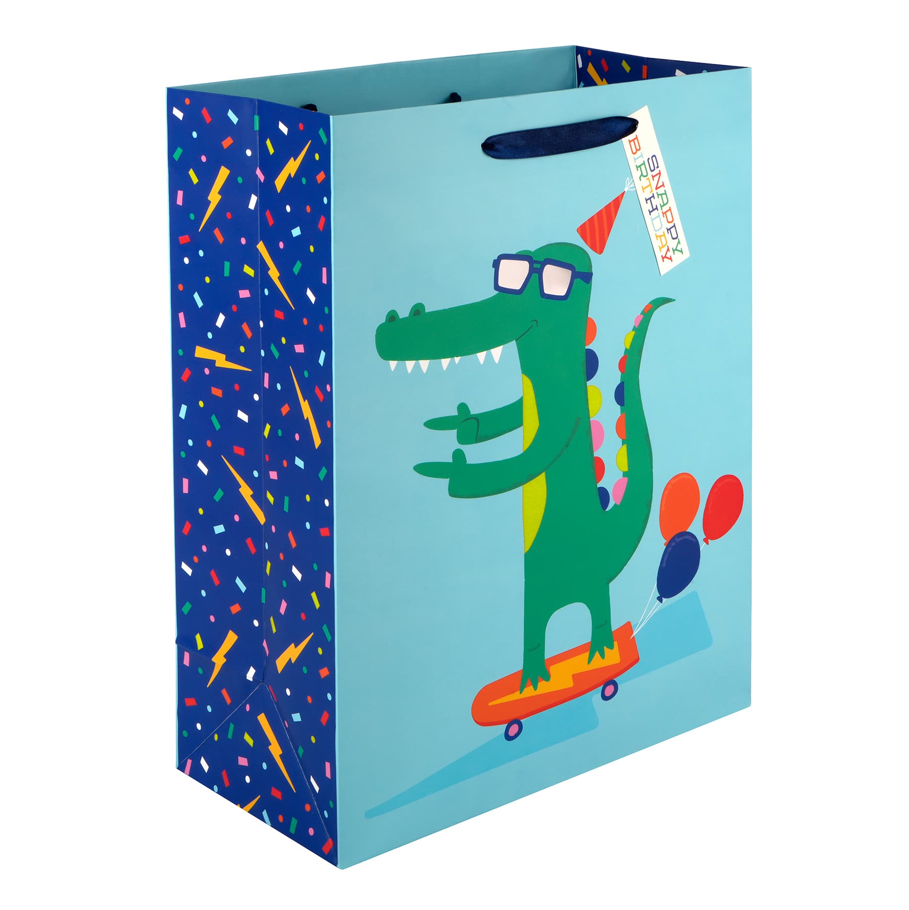 Large Skateboarding Crocodile Birthday Gift Bag by Celebrate It™ - Image 2