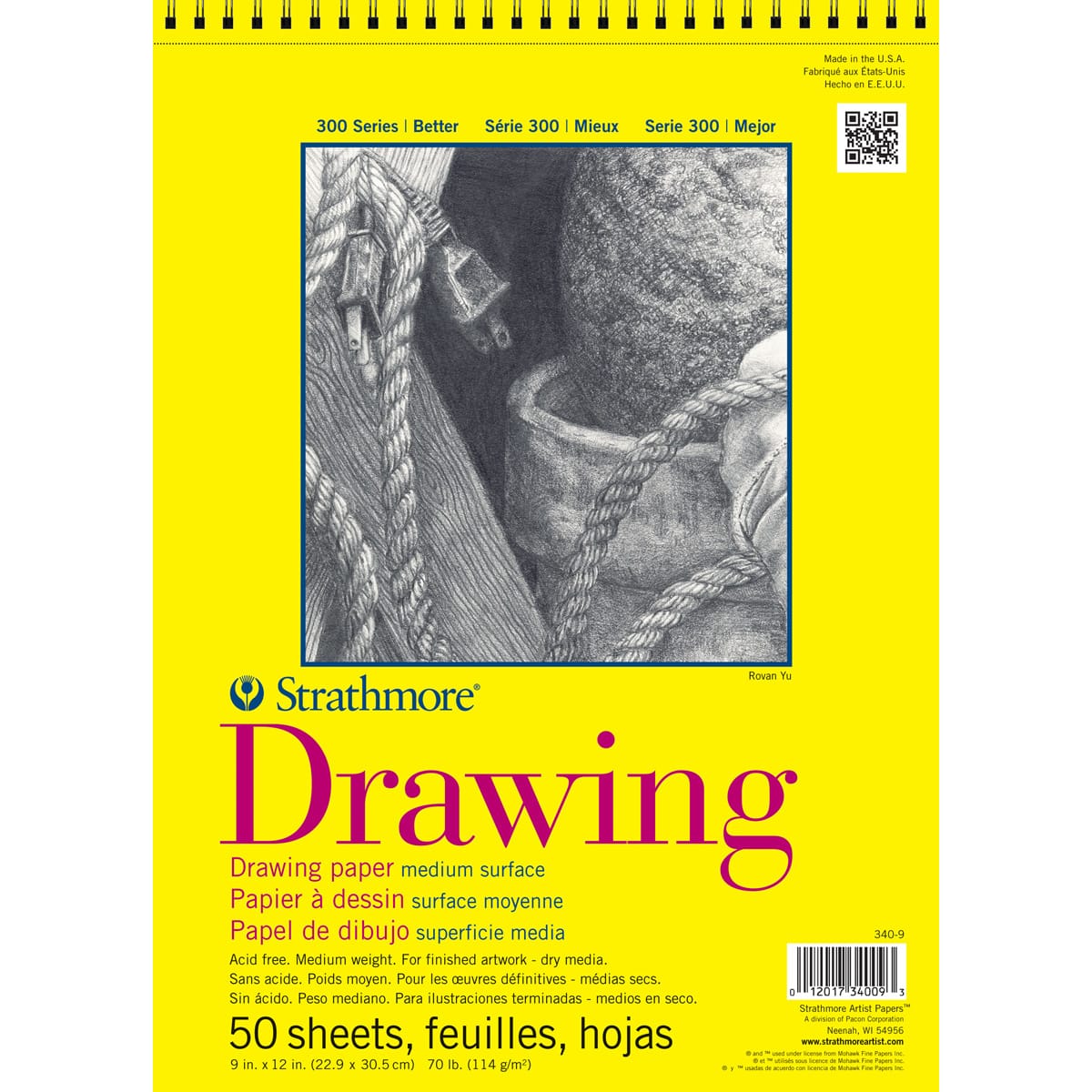 Strathmore® 300 Series Wired Drawing Paper Pad, 50 Sheets