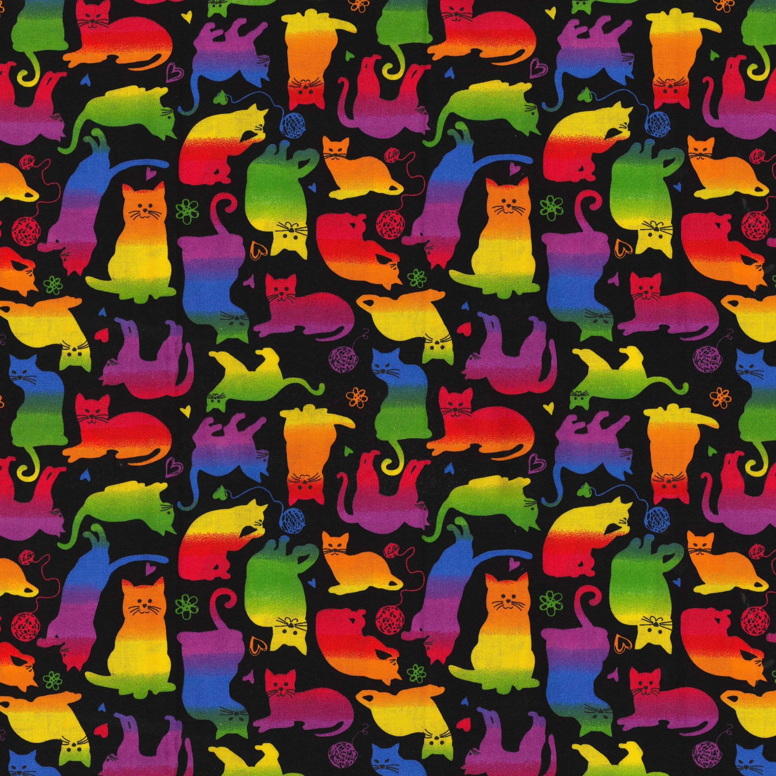 Fabric Traditions Rainbow Cats Cotton Fabric - Image 2