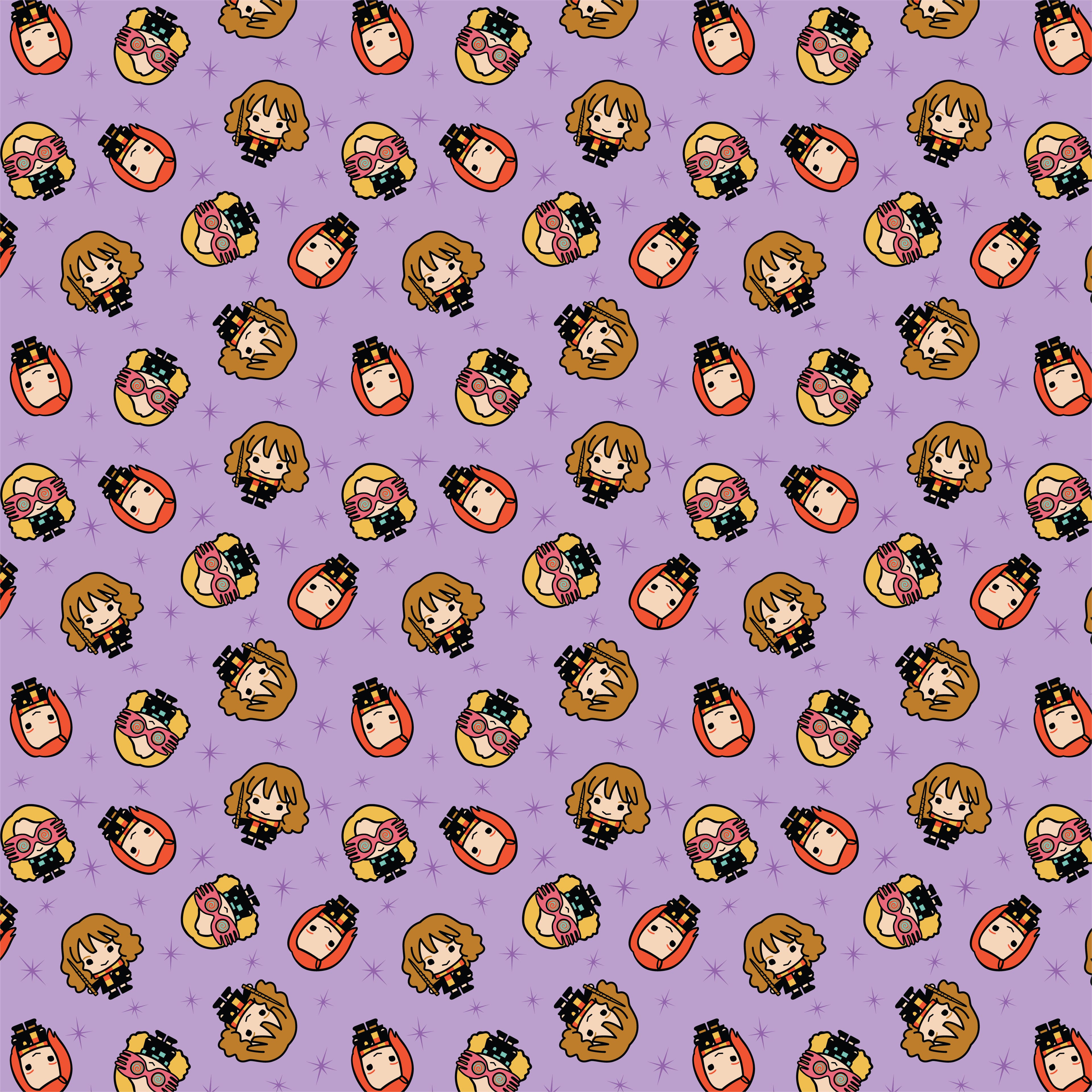 Harry Potter™ Purple Kawaii Girls Toss Cotton Fabric