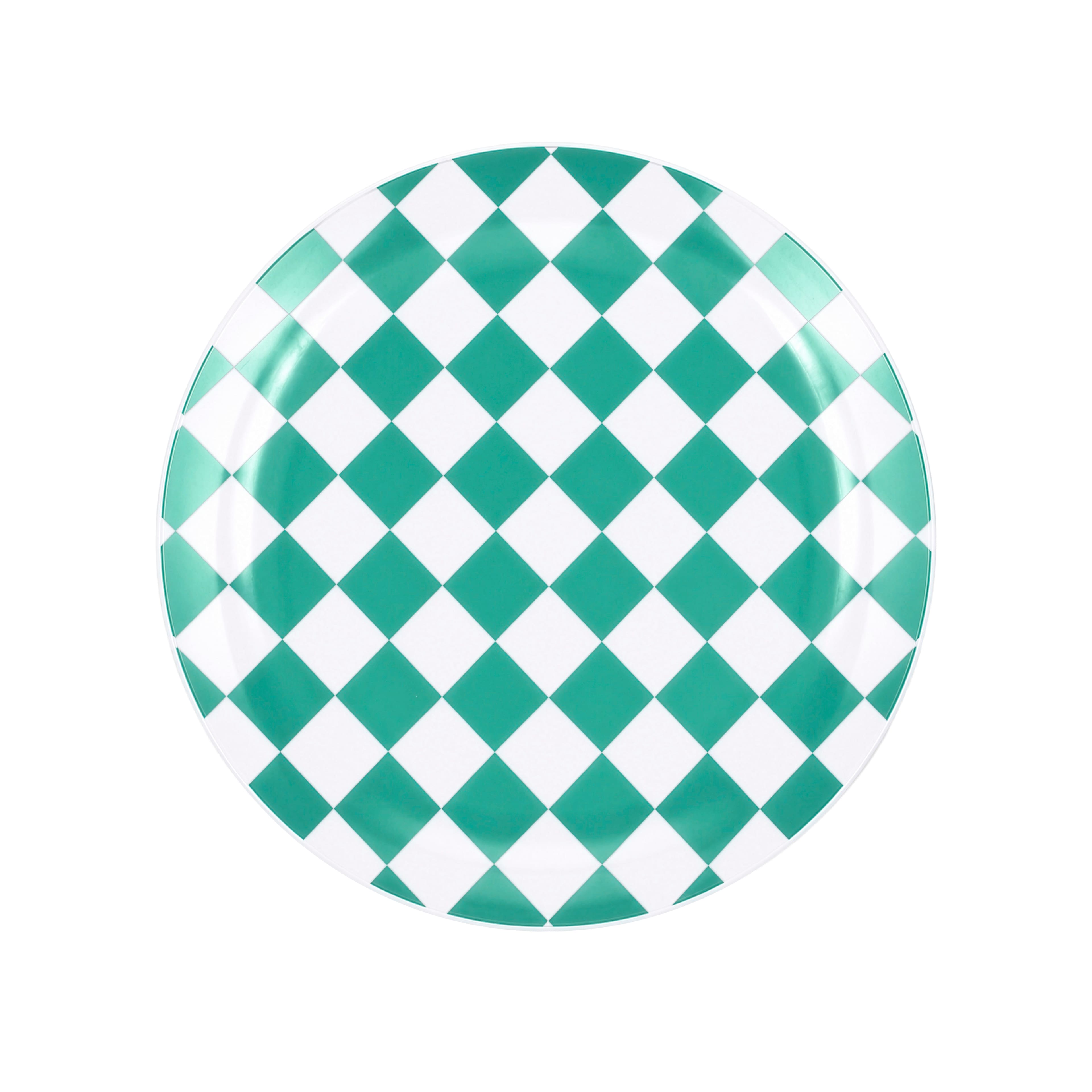 7.5" Halloween Teal Checkered Plastic Snack Plates, 10ct. by Celebrate It™