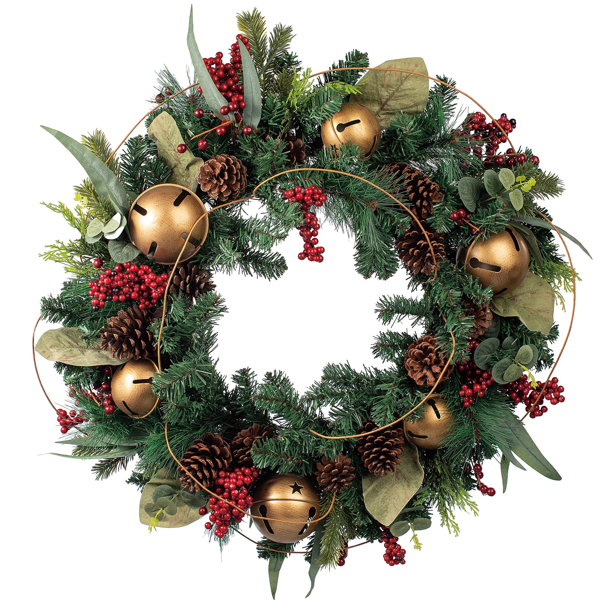 26" Pinecones, Gold Bells & Red Berries Wreath by Ashland®