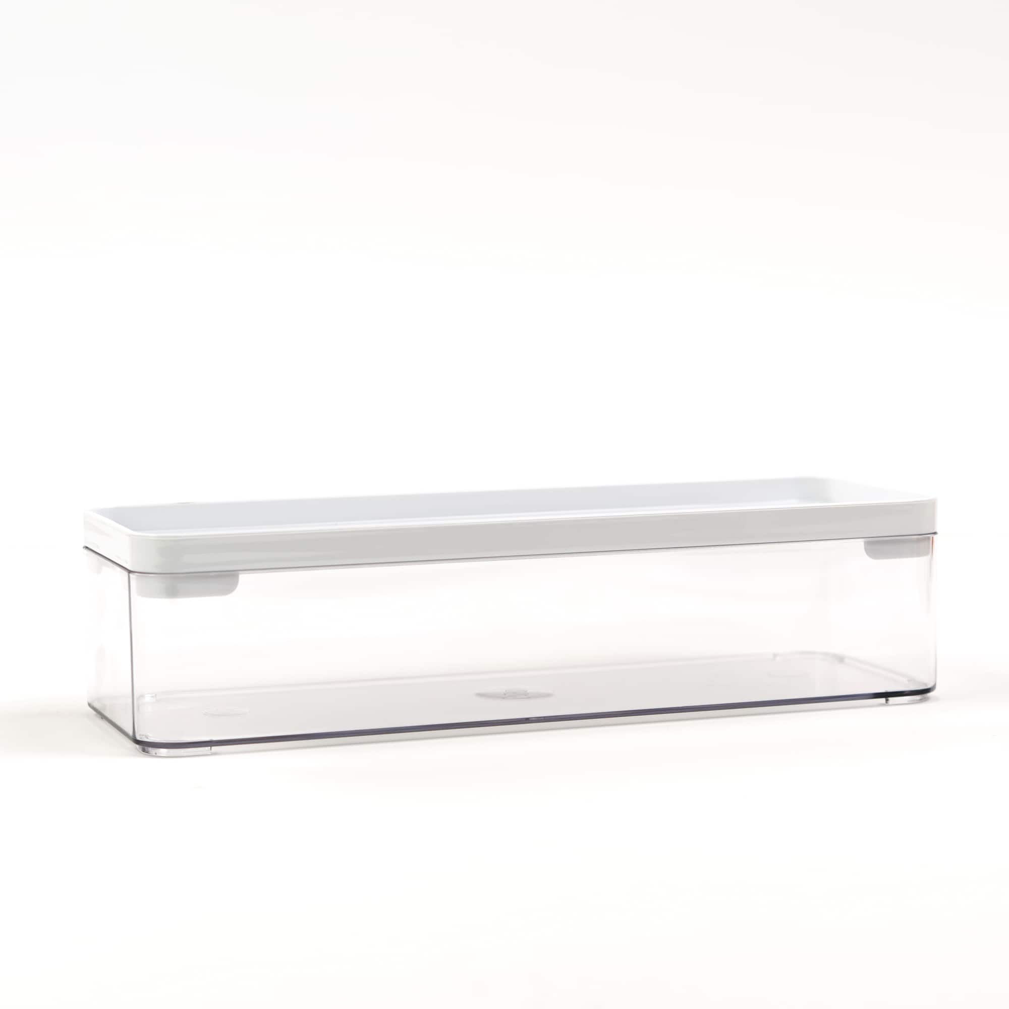 Everything Mary Large Clear Plastic Storage Box with White Lid