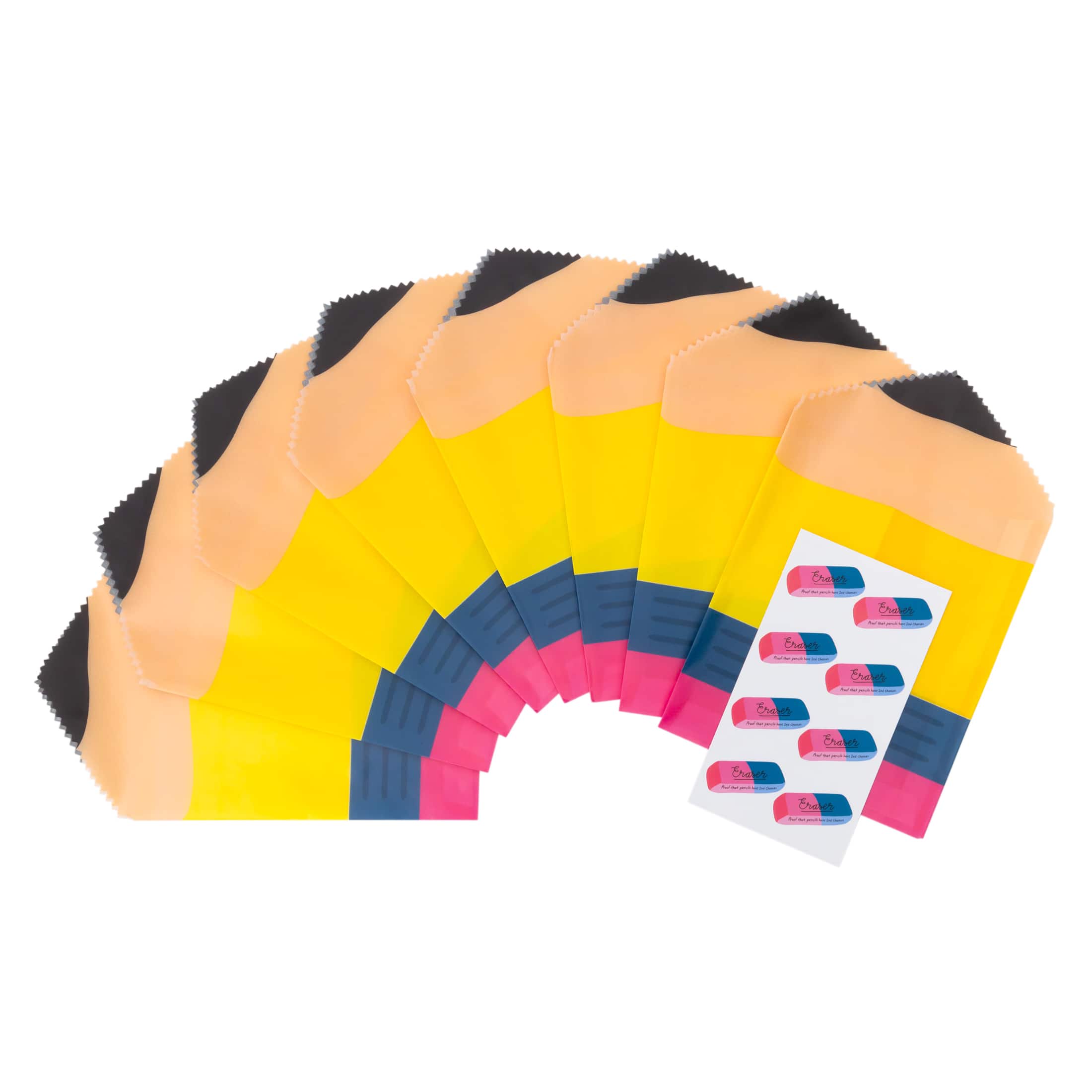7.5" x 4.25" Pencil & Eraser Paper Treat Bags, 8ct. by B2C™