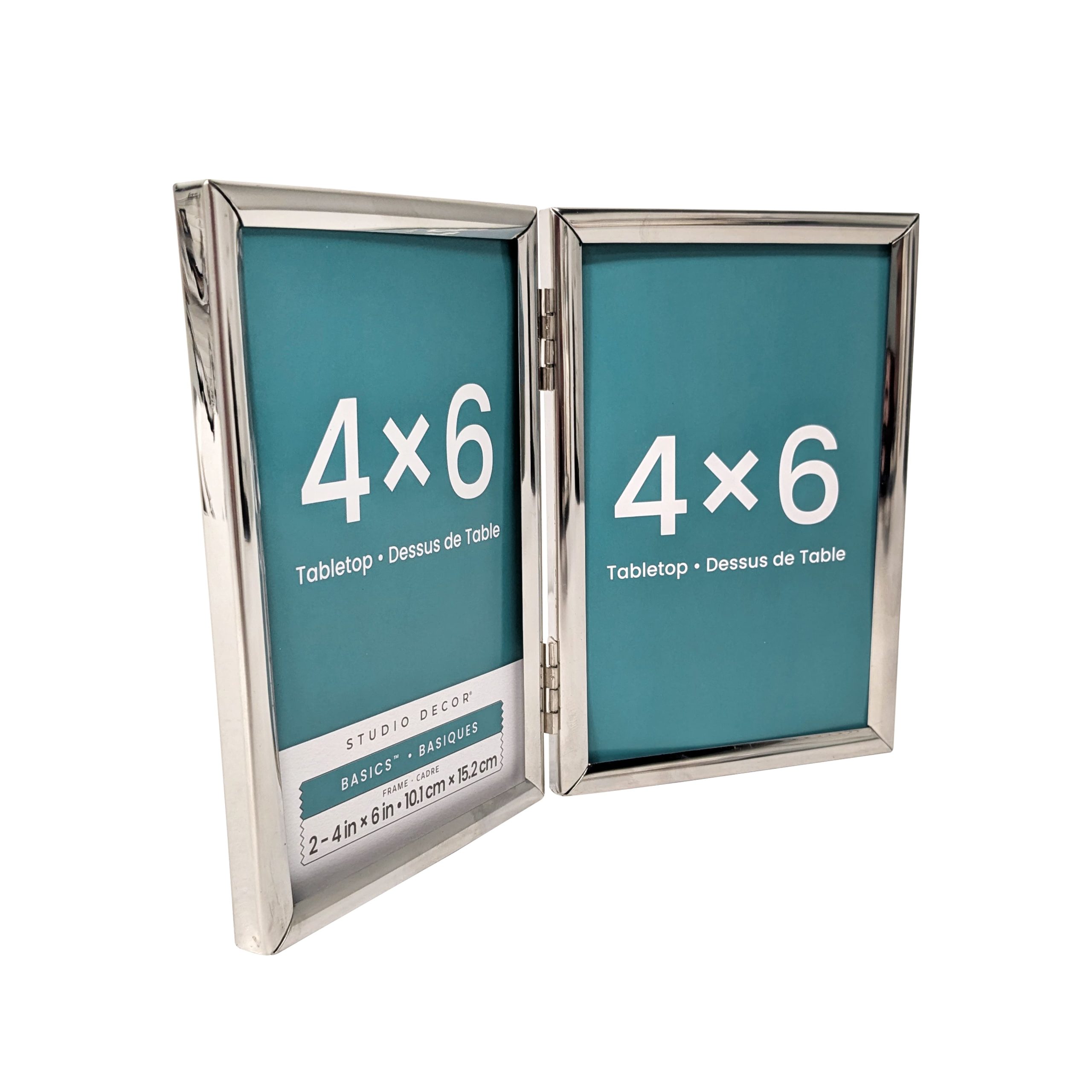 2-Opening Basics™ 4" x 6" Silver Rounded Metal Tabletop Frame by Studio Décor® - Image 3