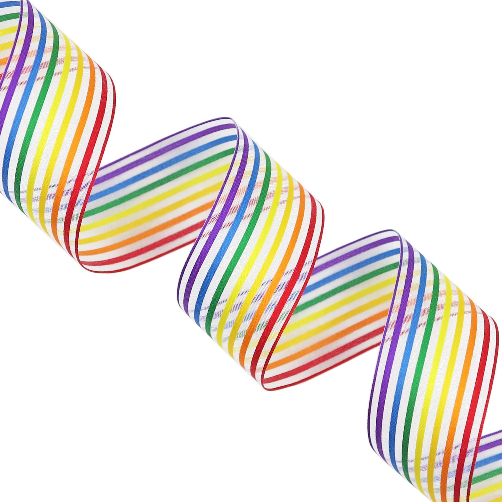 1.5" x 3yd. Rainbow Striped Wired Sheer Ribbon by Celebrate It™ 360°™ - Image 3