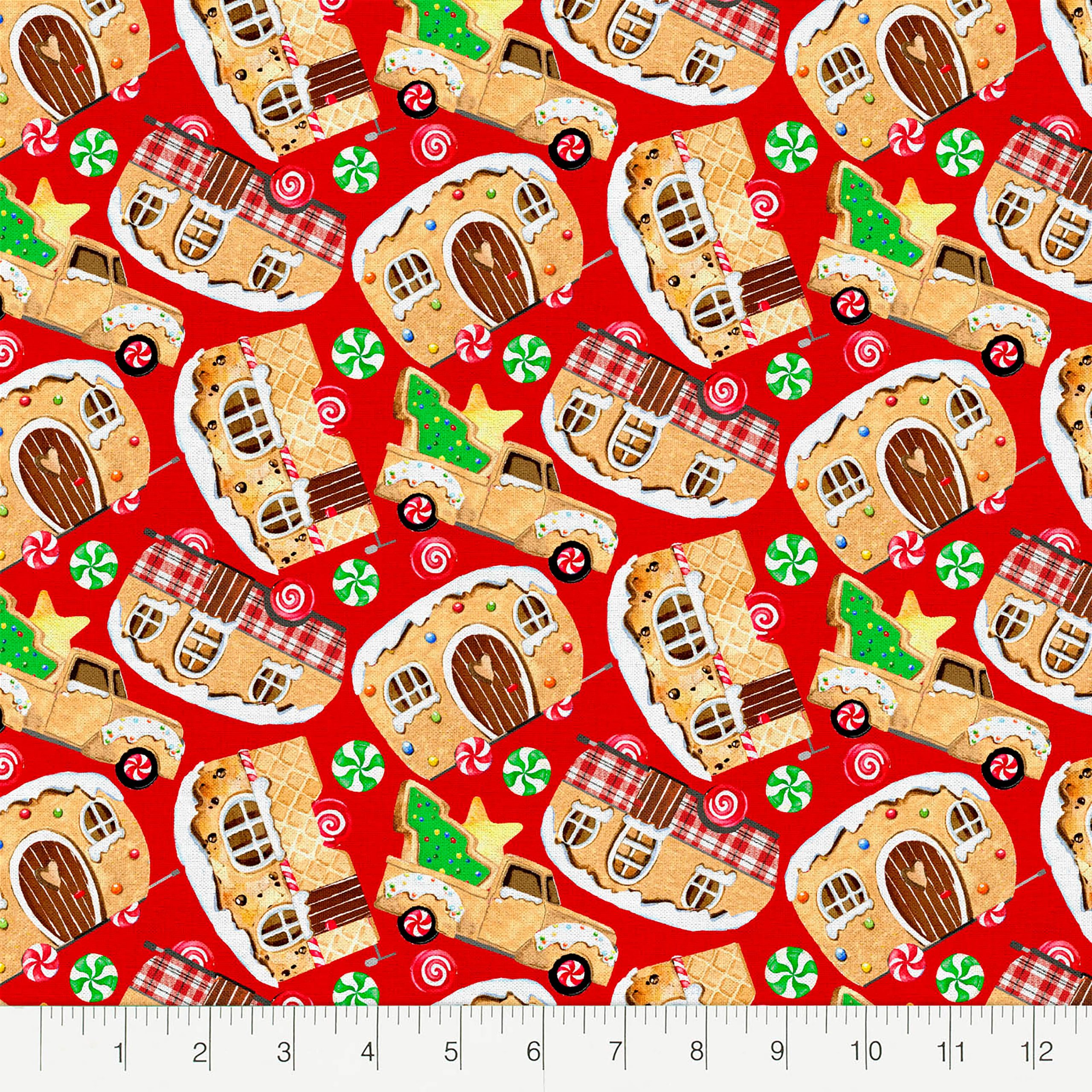 Fabric Editions Gingerbread Toss Cotton Fabric - Image 2