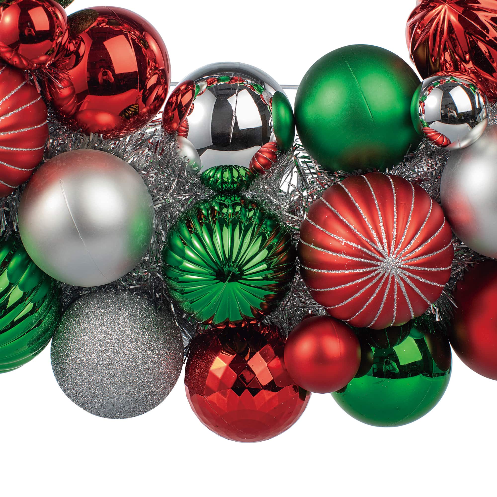 24" Red, Green & Silver Ball Ornament Wreath by Ashland® - Image 3