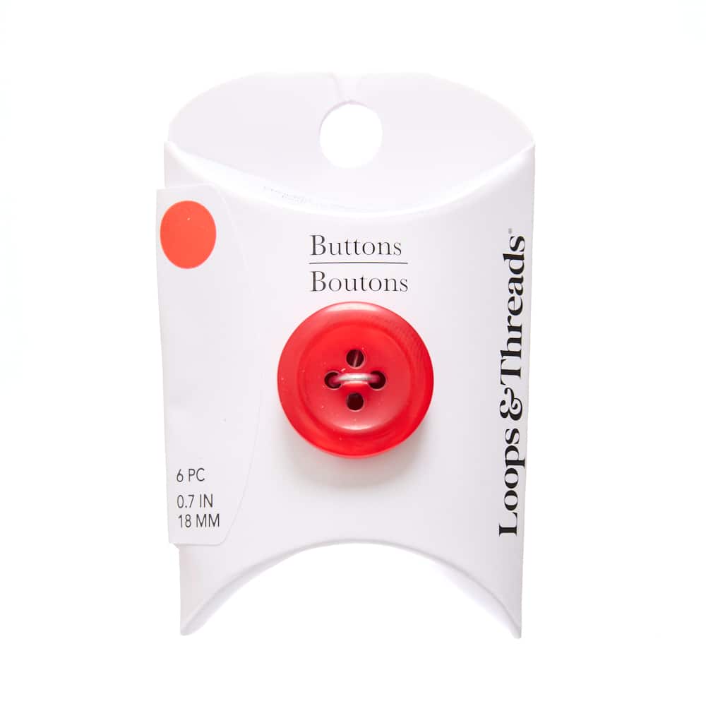 18mm Shiny Red Round Shirt Buttons, 6ct. by Loops & Threads®