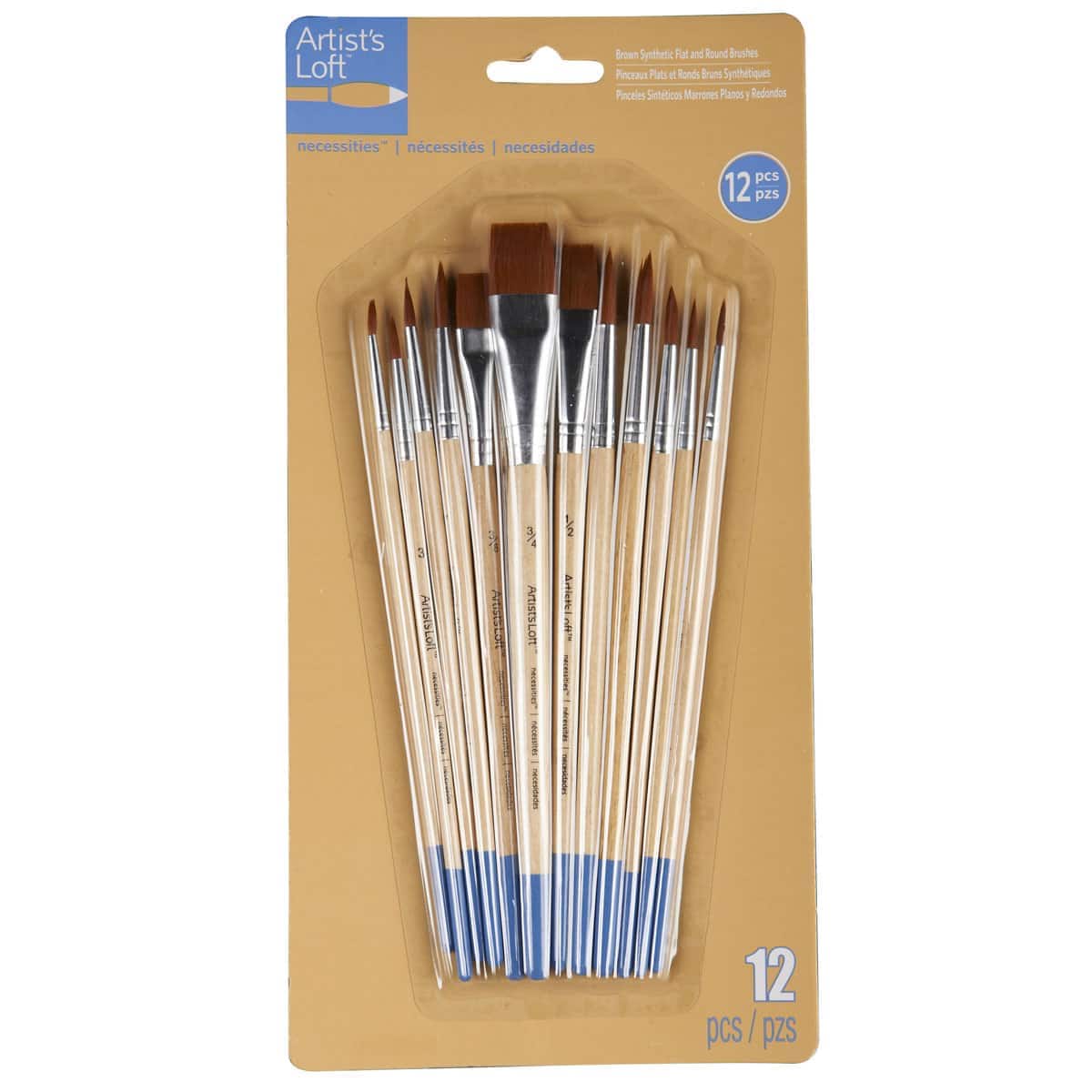 Brown Synthetic Flat & Round Brushes by Artist's Loft® Necessities™ - Image 3