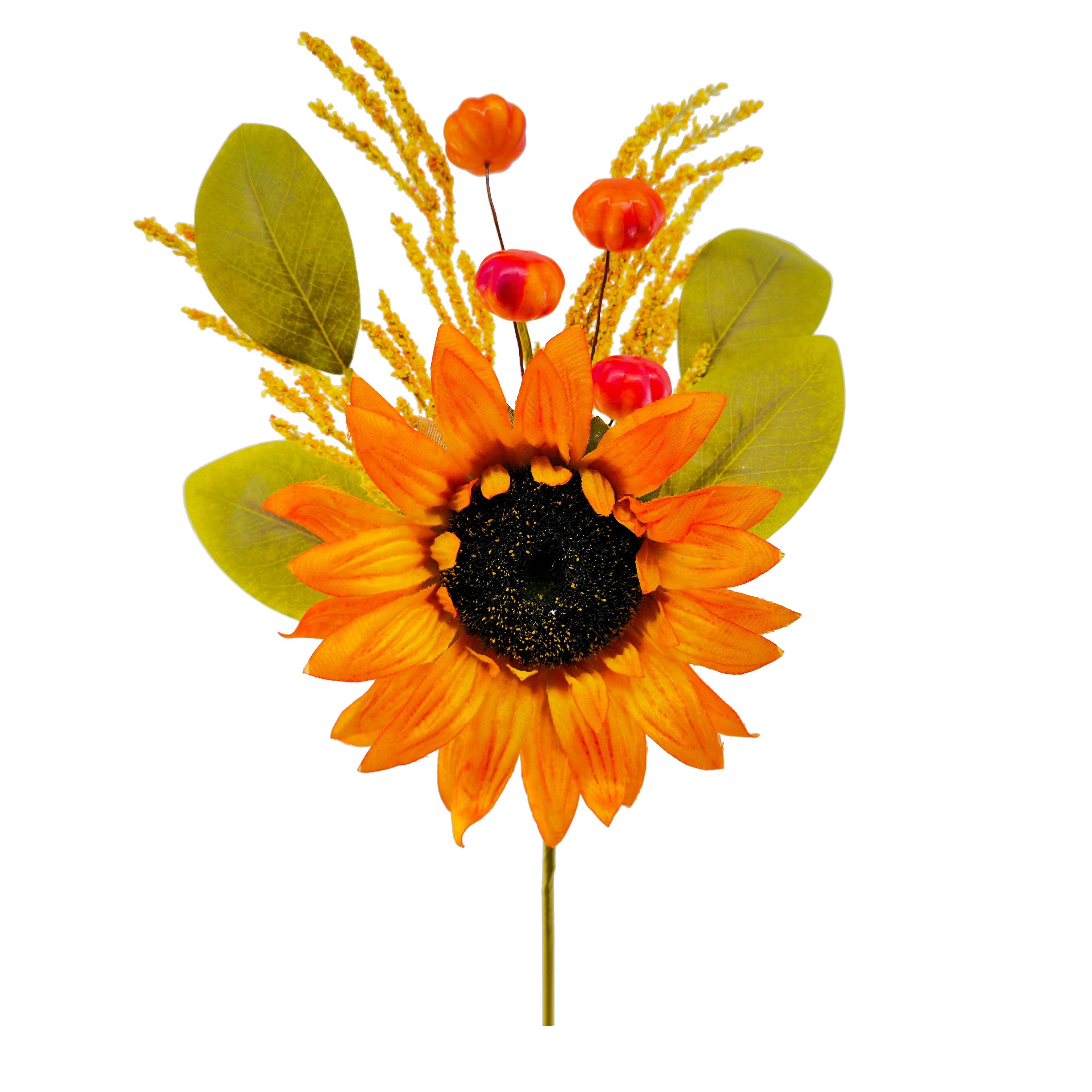 12" Orange Sunflower and Pumpkin Pick by Ashland®
