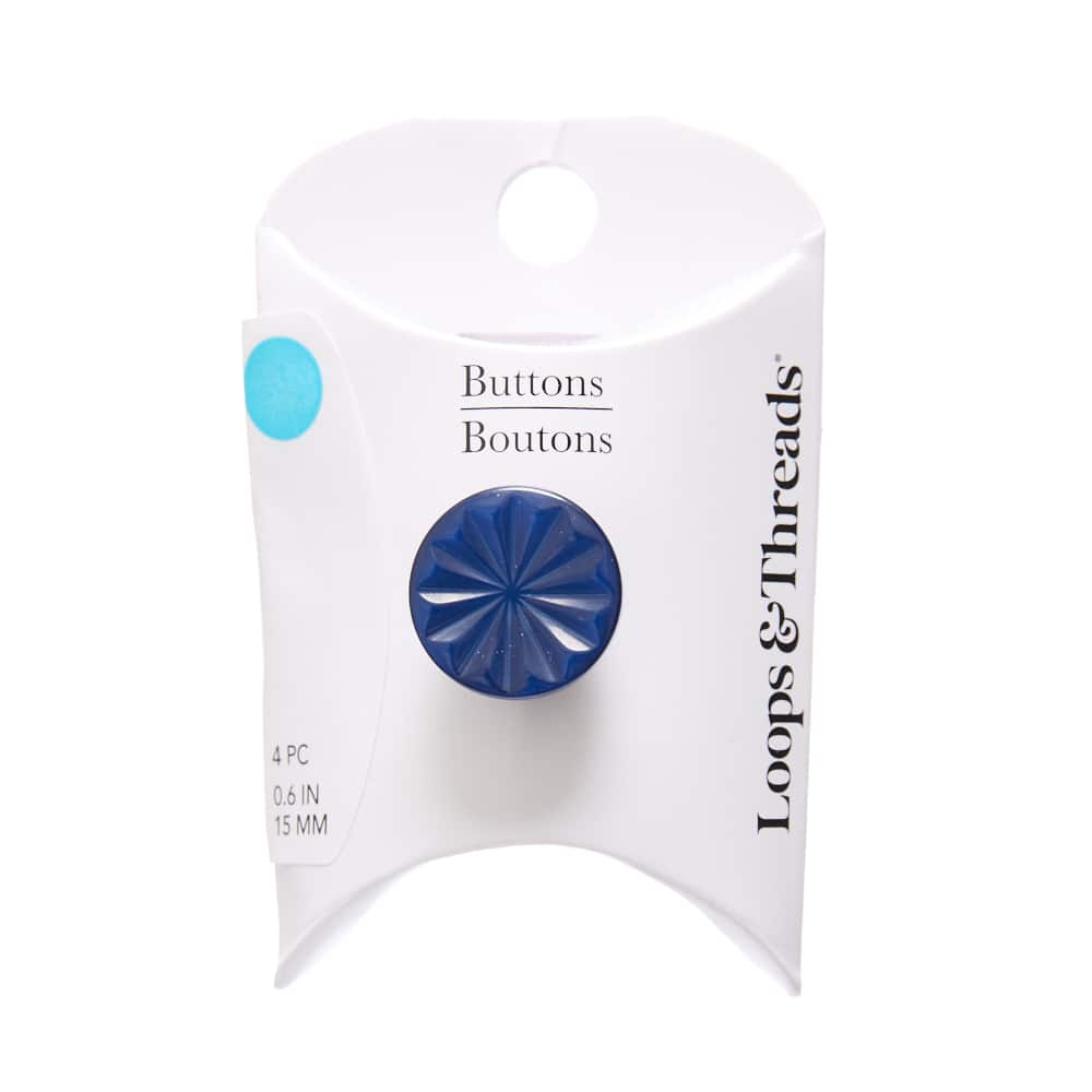 15mm Navy Radial Flower Round Shank Buttons, 4ct. by Loops & Threads®